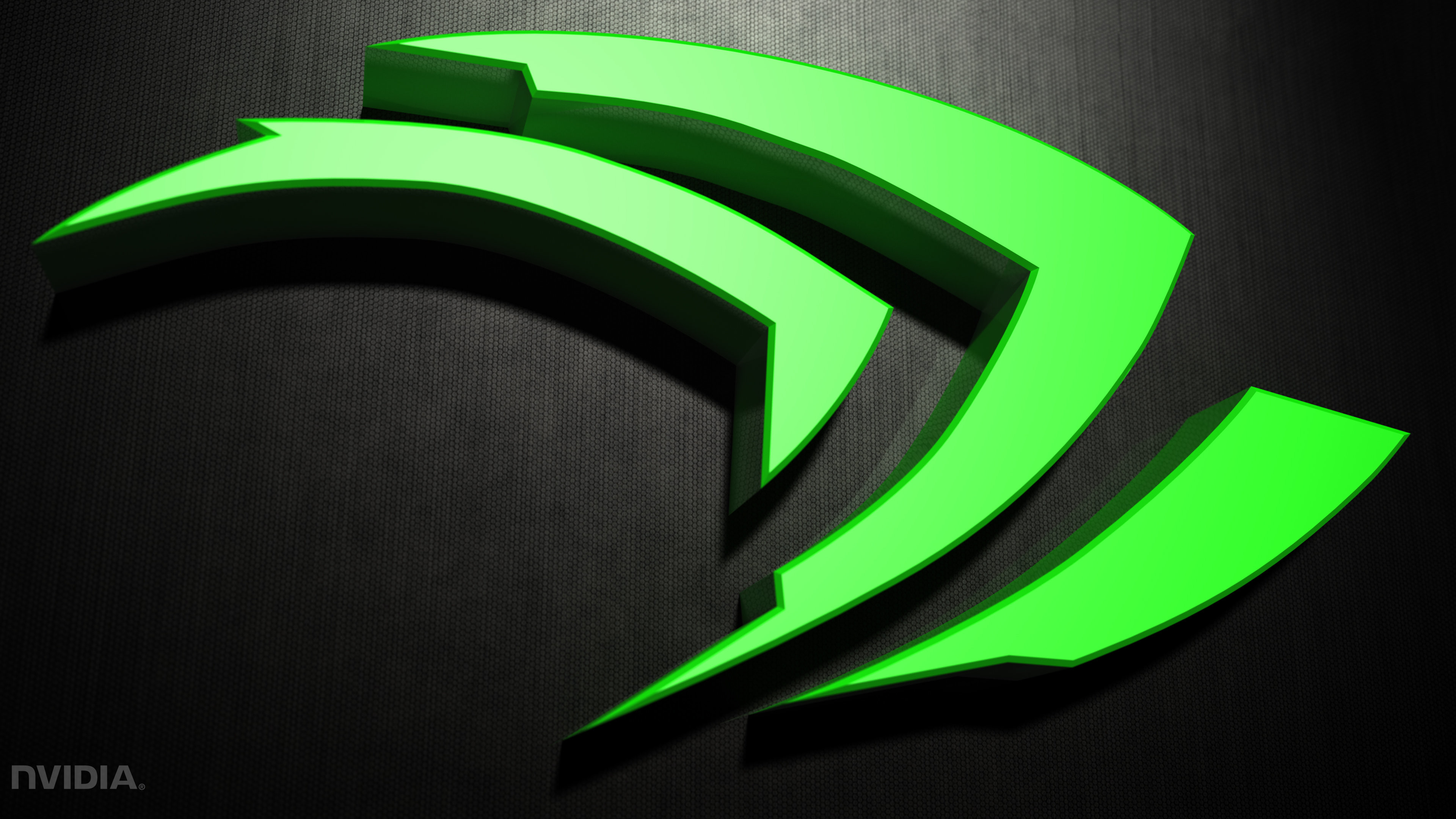 Logo Nvidia verde 3D, 3840x2160 4K Ultra HD, Monitor 4K