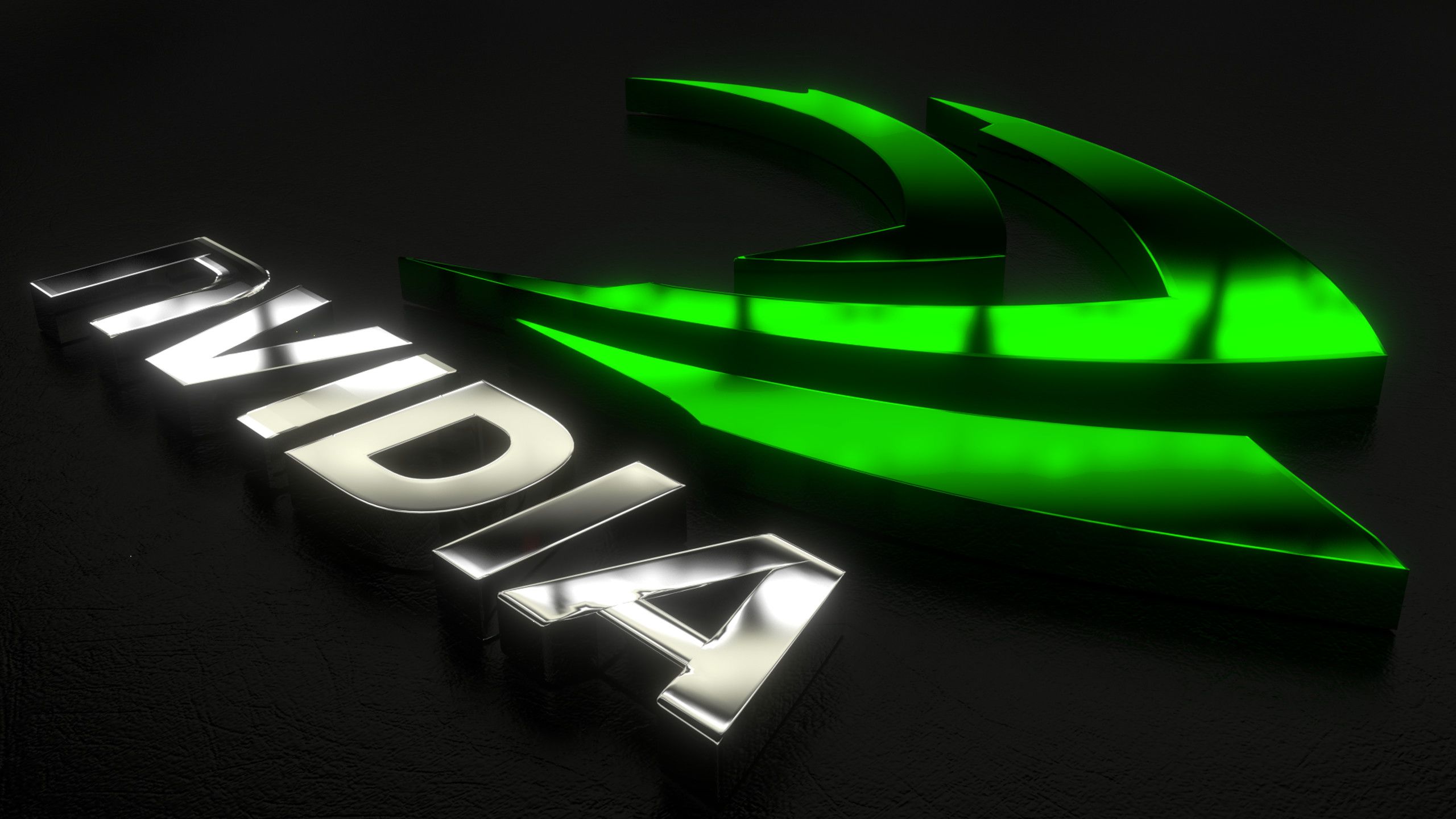 Logo Nvidia verde 3D, 2560x1440 1440p, Desktop