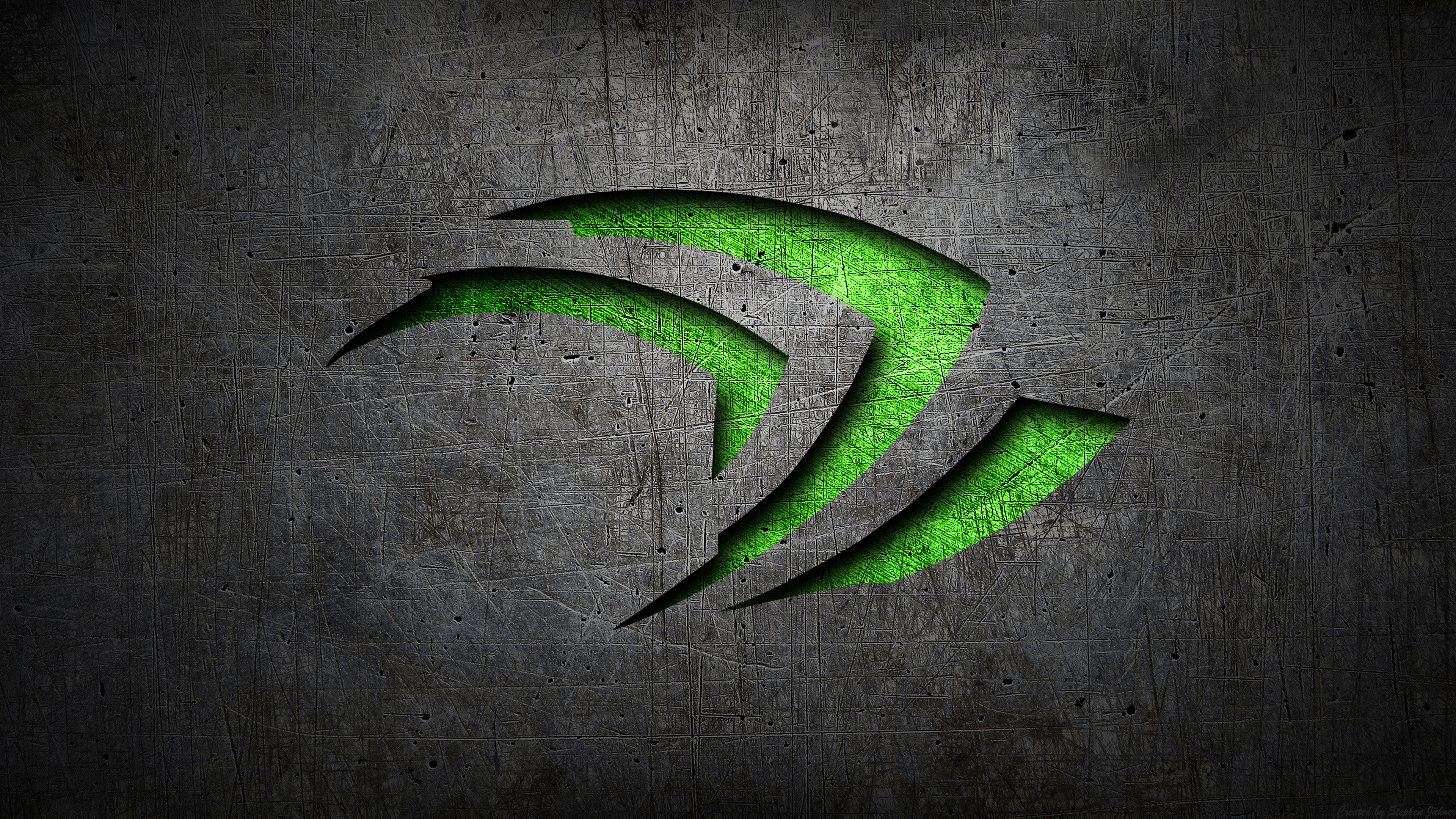 Logo Nvidia verde su cemento, 3840x2160 4K, Monitor 4K