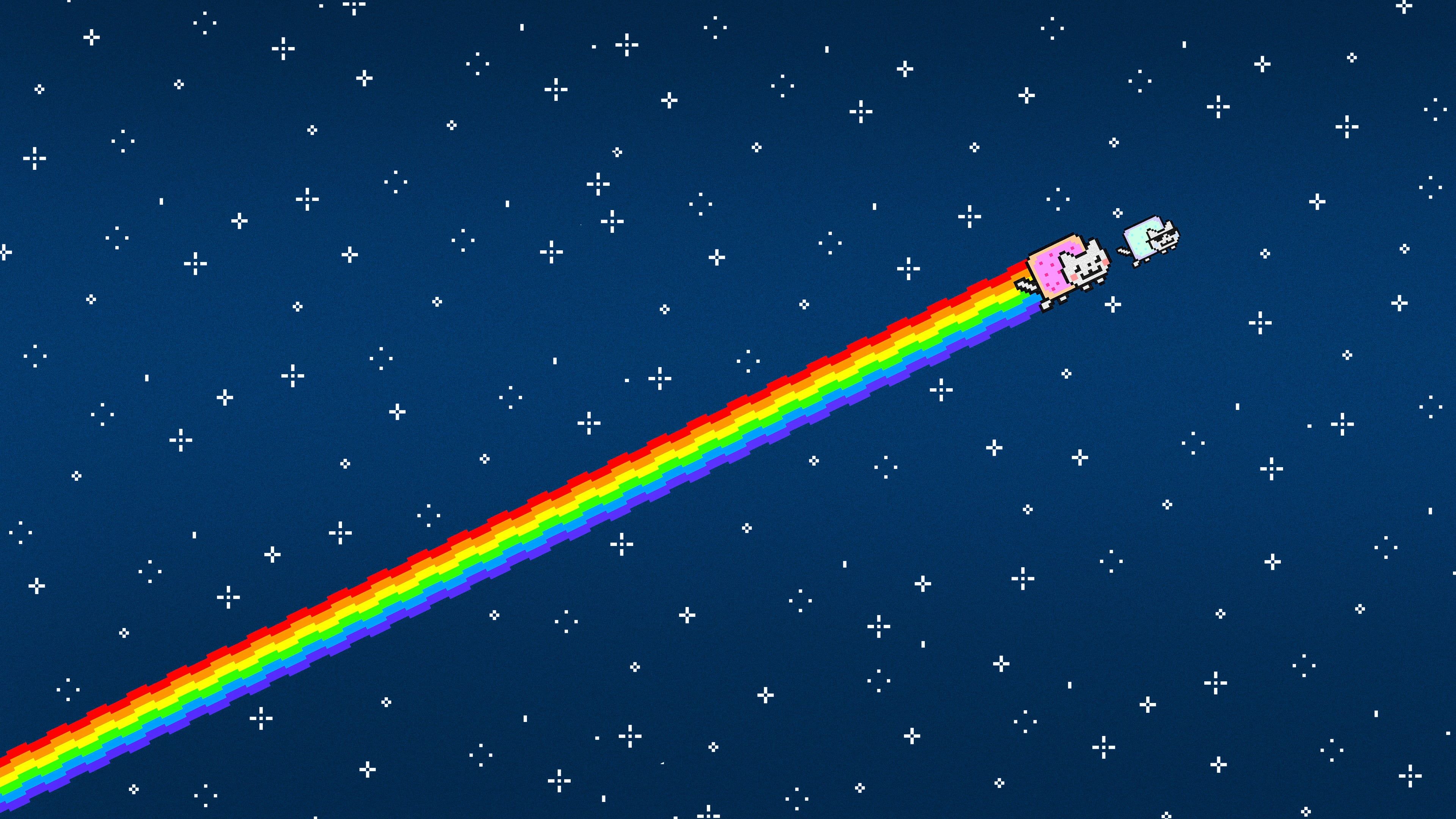 Nyan Cat scia arcobaleno, meme gatto, 3840x2160 4K Ultra HD, Monitor 4K