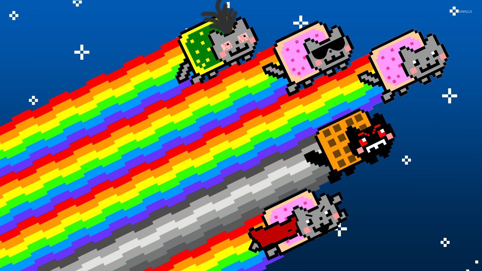 Nyan Cat arcobaleno pixel art, 1920x1080 Full HD, PC