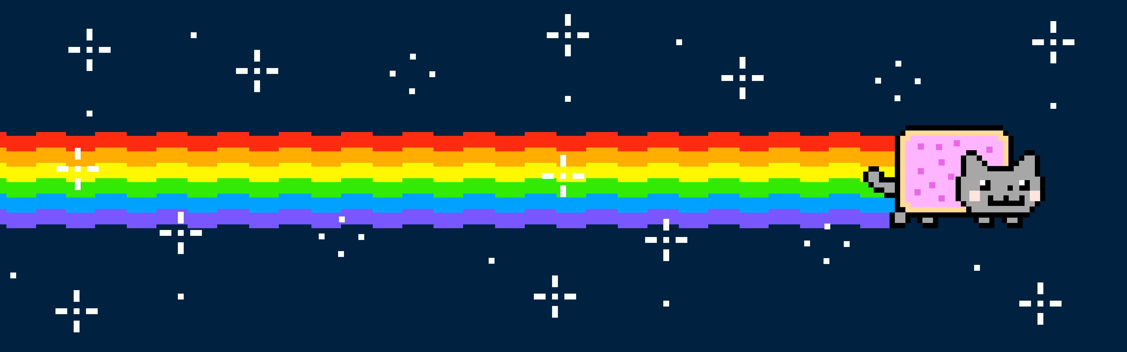 Nyan Cat arcobaleno pixel art, 3840x1200 Panoramico, Dual Screen