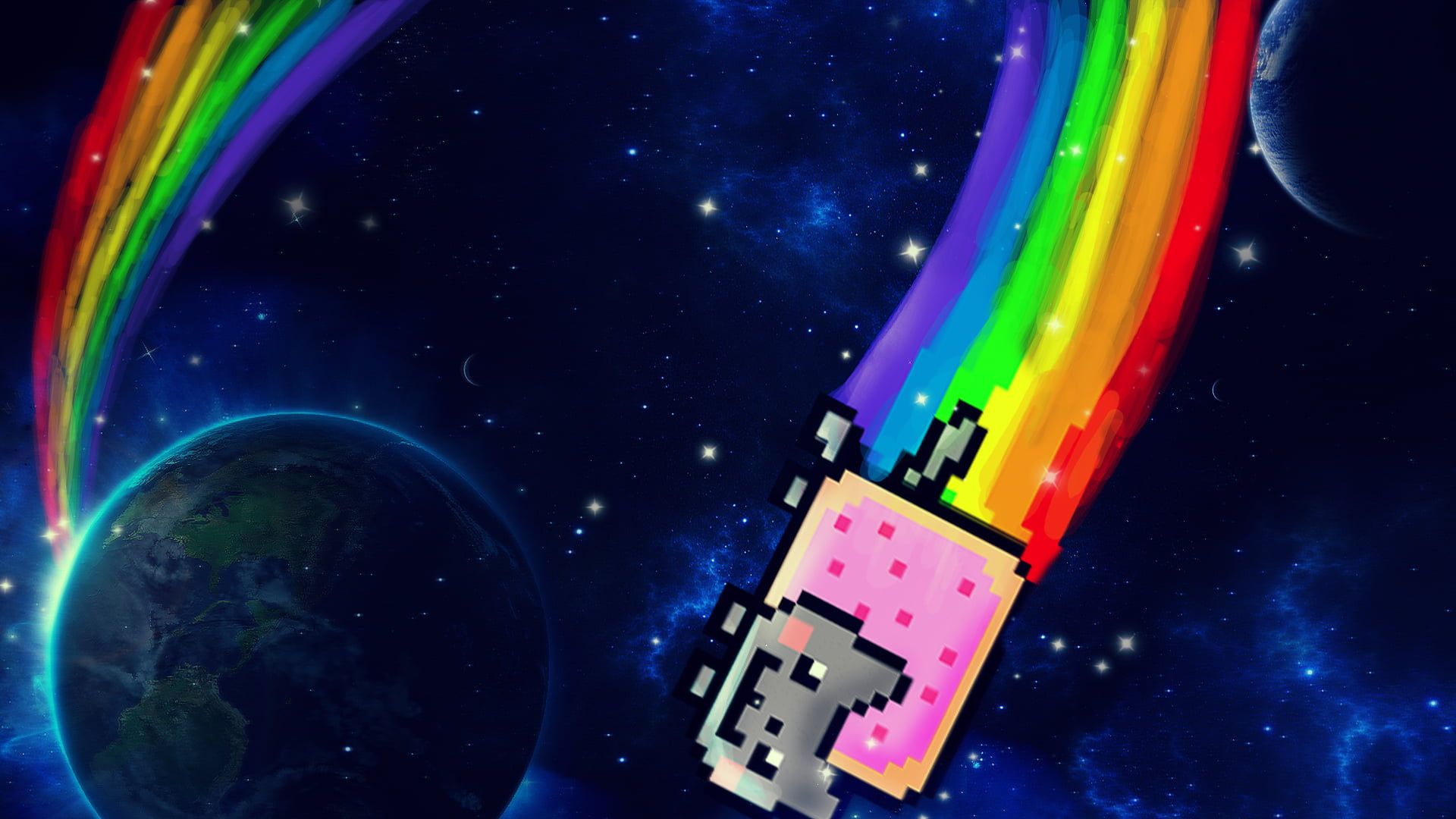 Nyan Cat arcobaleno spazio, 1920x1080 Full HD, Desktop