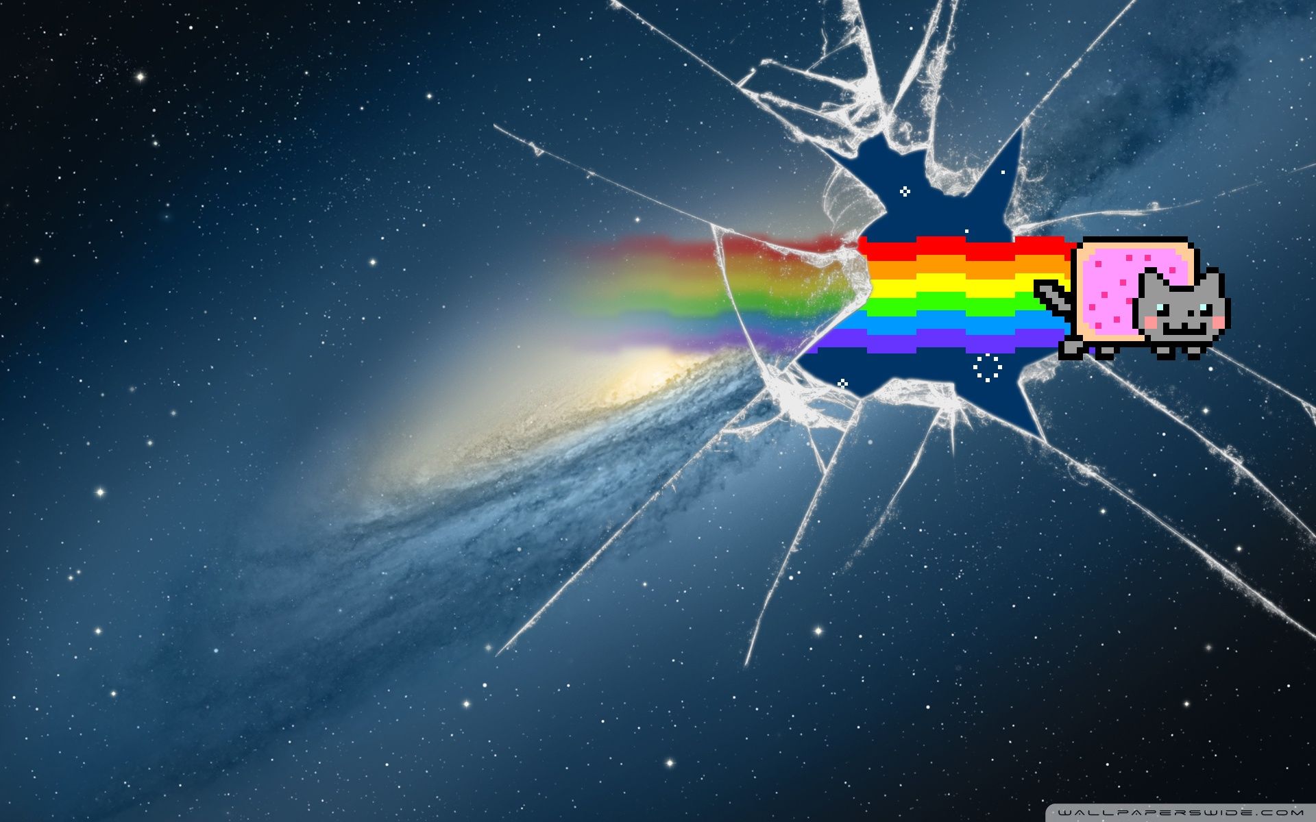 Nyan Cat vetro rotto spazio, 1920x1200 Full HD+, PC