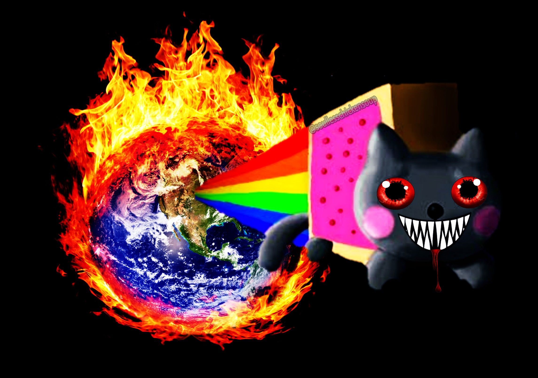 Nyan Cat demoniaco con Terra in fiamme, 2289x1610 alta risoluzione, iMac