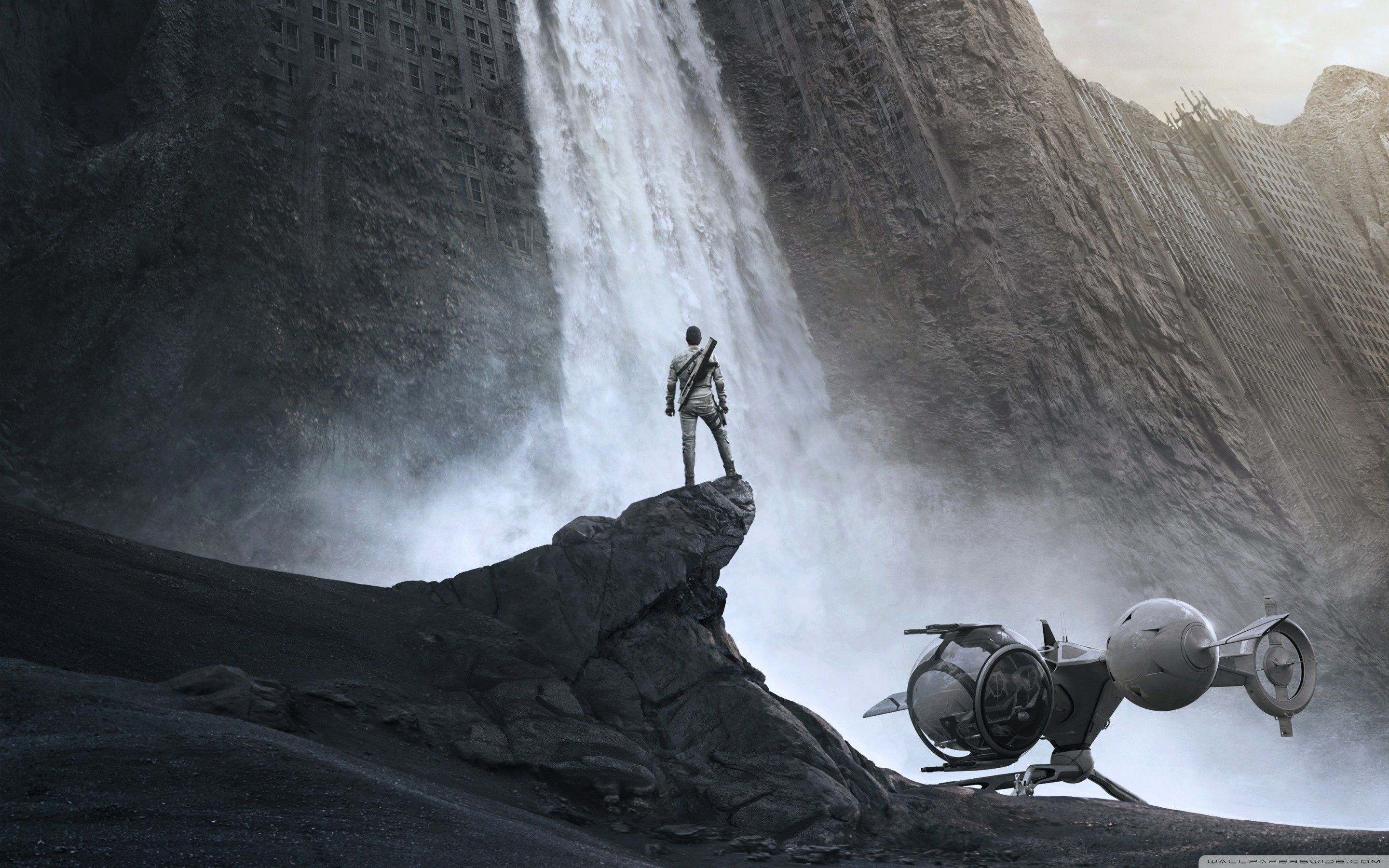 Oblivion cascata drone futuristico, 2880x1800 WQXGA, Desktop