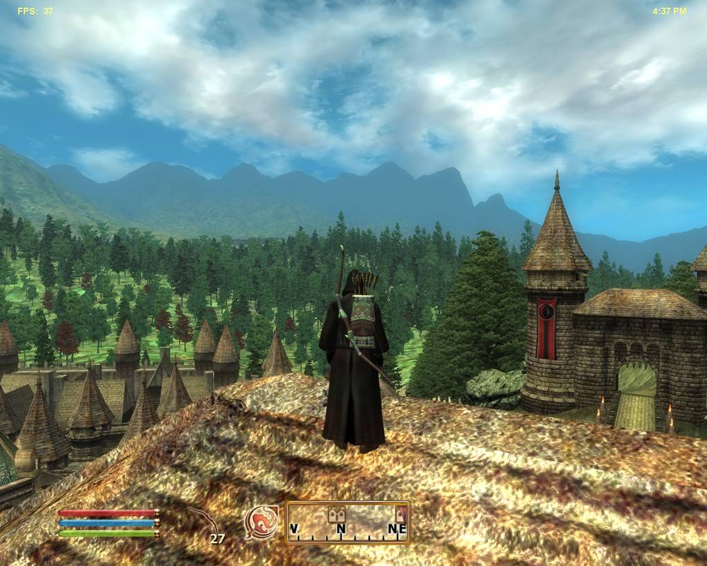 Elder Scrolls Oblivion, personaggio su torre, 1024x819 HD, PC