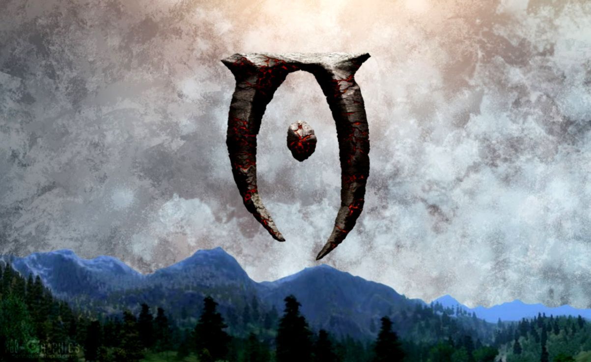 Logo Oblivion Elder Scrolls, montagne, 1203x736 HD, Desktop