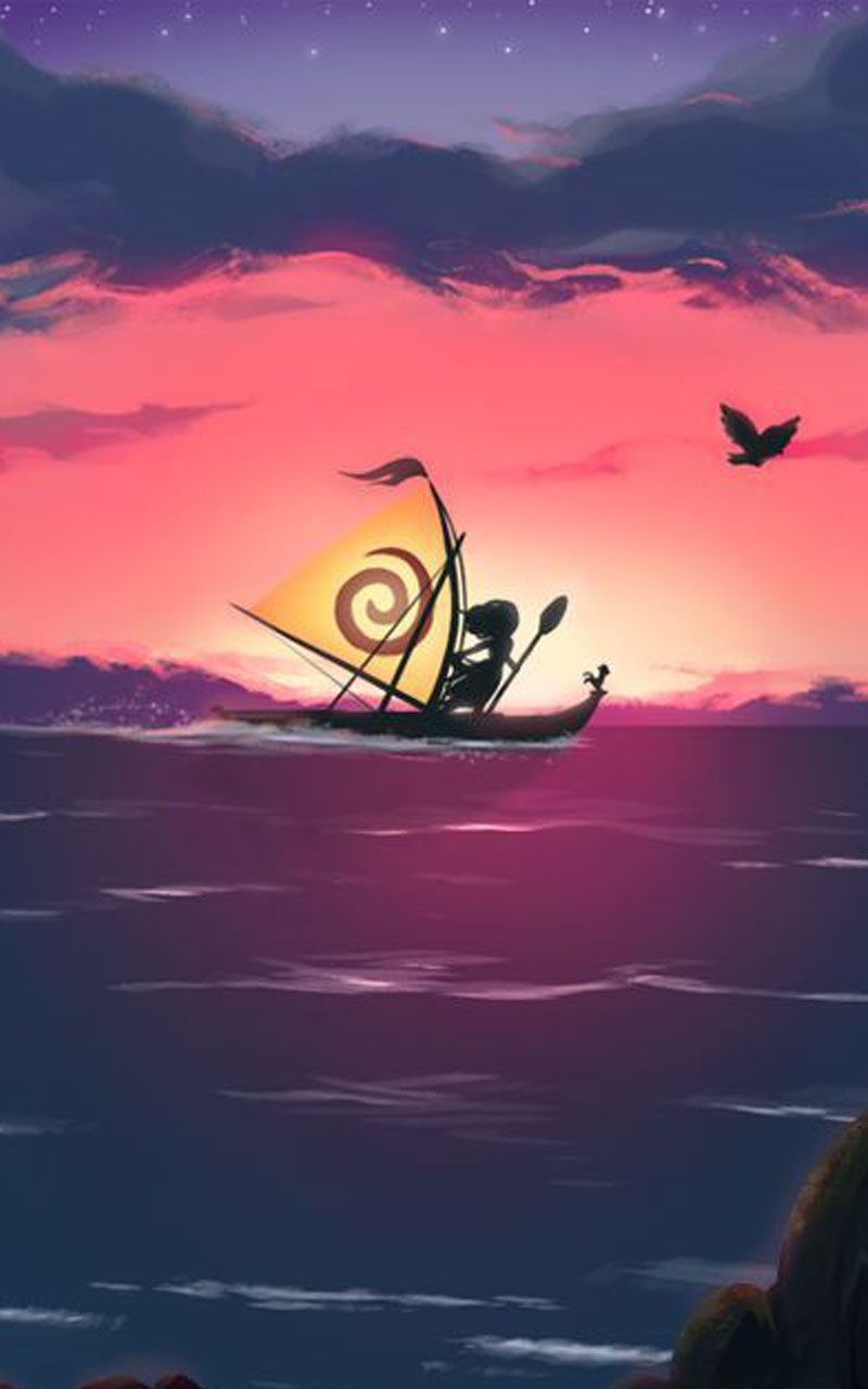 Moana su canoa al tramonto, 800x1280 Full HD Verticale, Smartphone