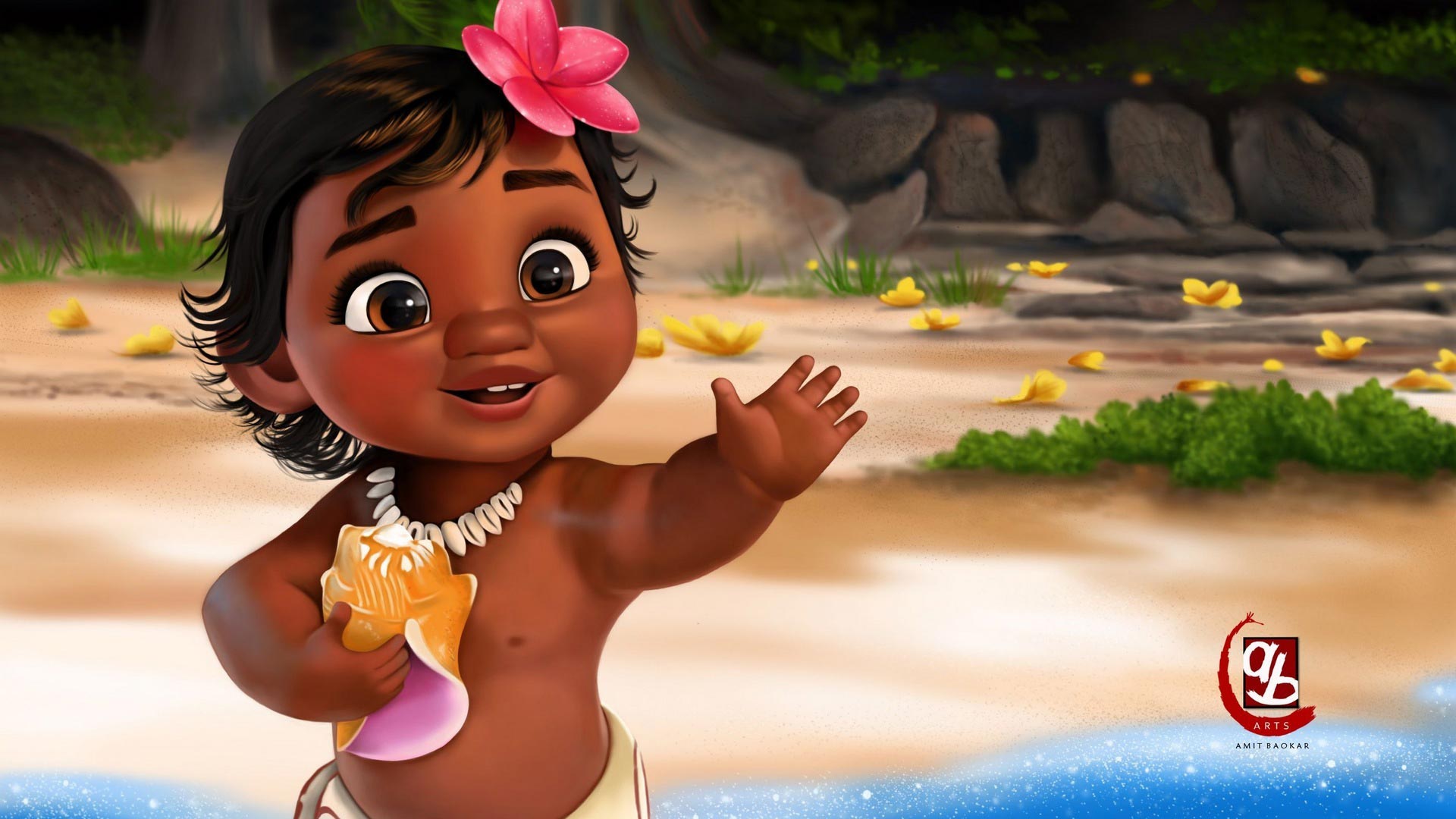 Baby Moana su spiaggia, 1920x1080 Full HD 1080p, Laptop