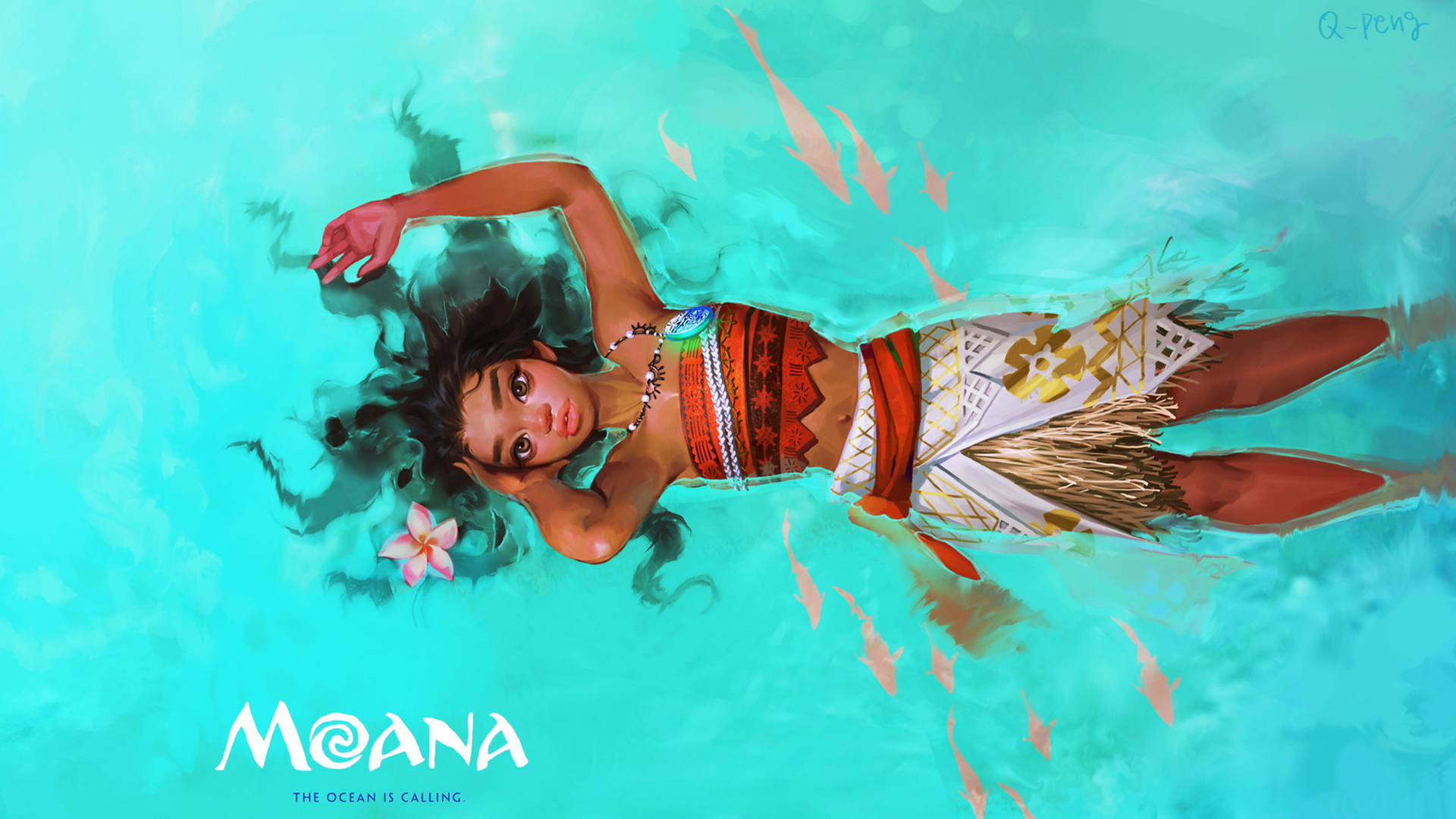 Moana nuota in acqua, 1920x1080 1080p, PC Desktop