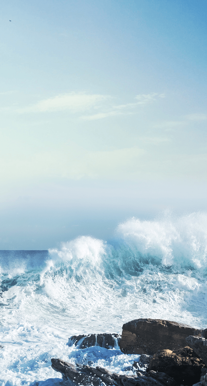 Onde oceano su scogliera, 854x1590 Verticale, Mobile