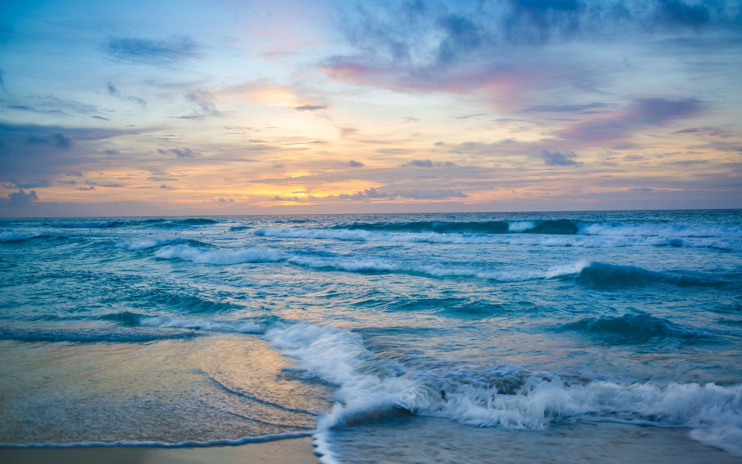 Alba sull'oceano con onde, 2880x1800 WQXGA, Desktop