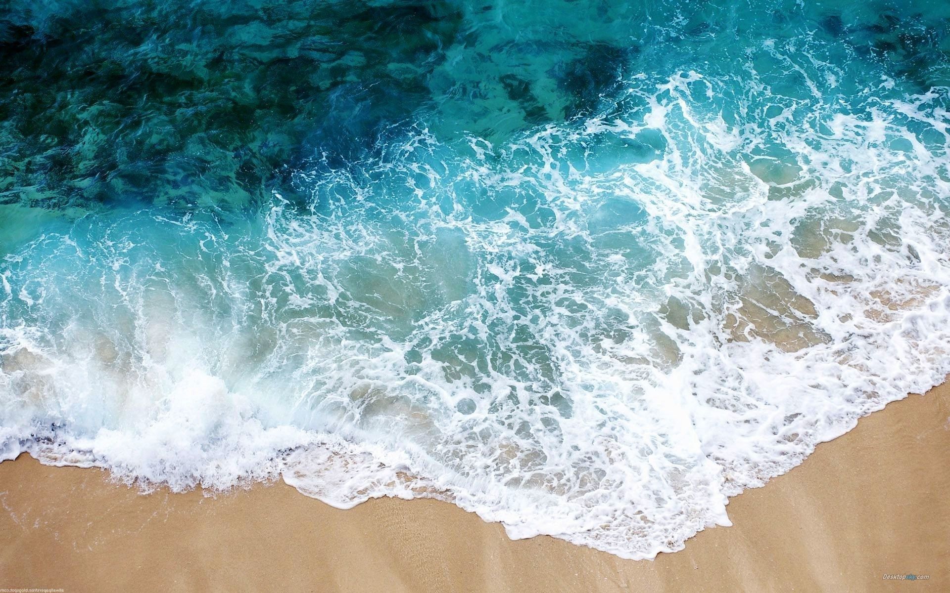 Onde blu turchese su spiaggia, 1920x1200 Full HD+, Laptop