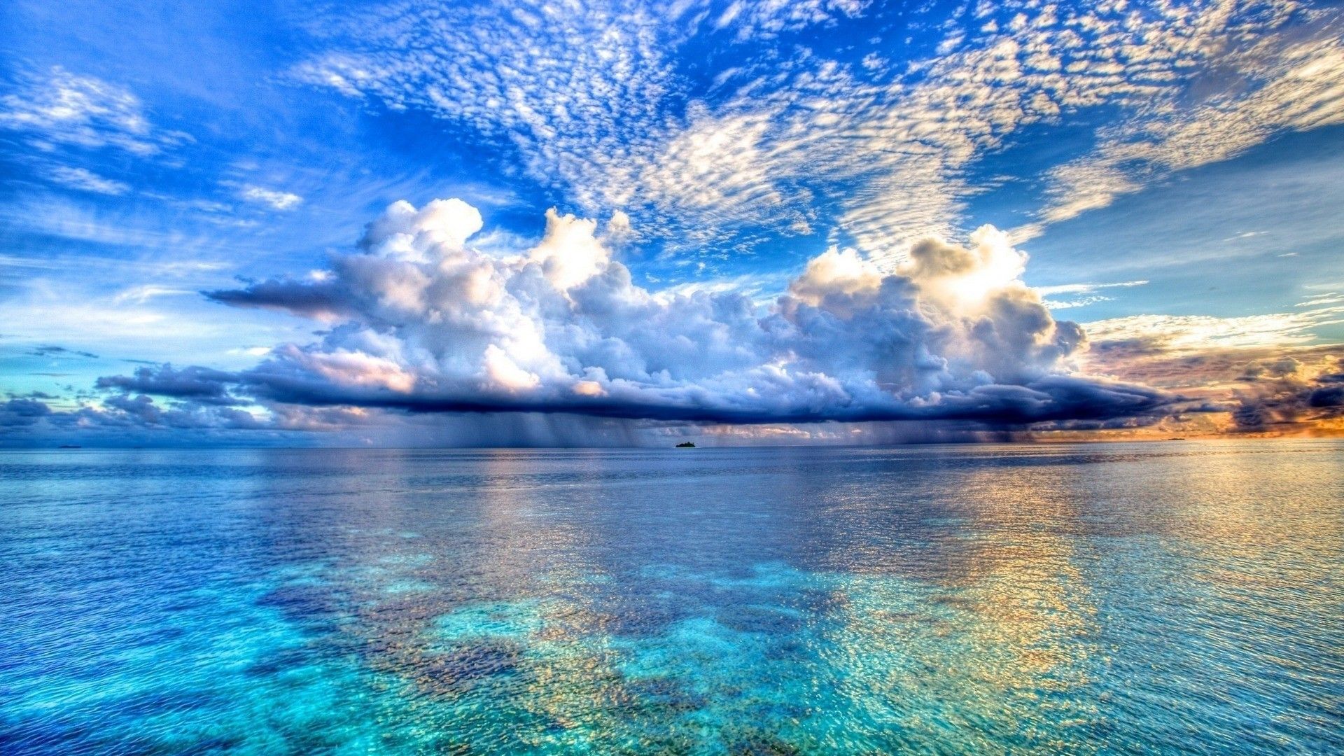 Oceano turchese con nuvole, 1920x1080 Full HD 1080p, Desktop