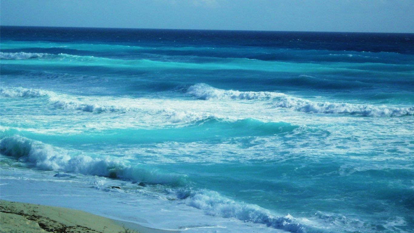 Onde oceano blu turchese, 1366x768 720p, Monitor Gaming