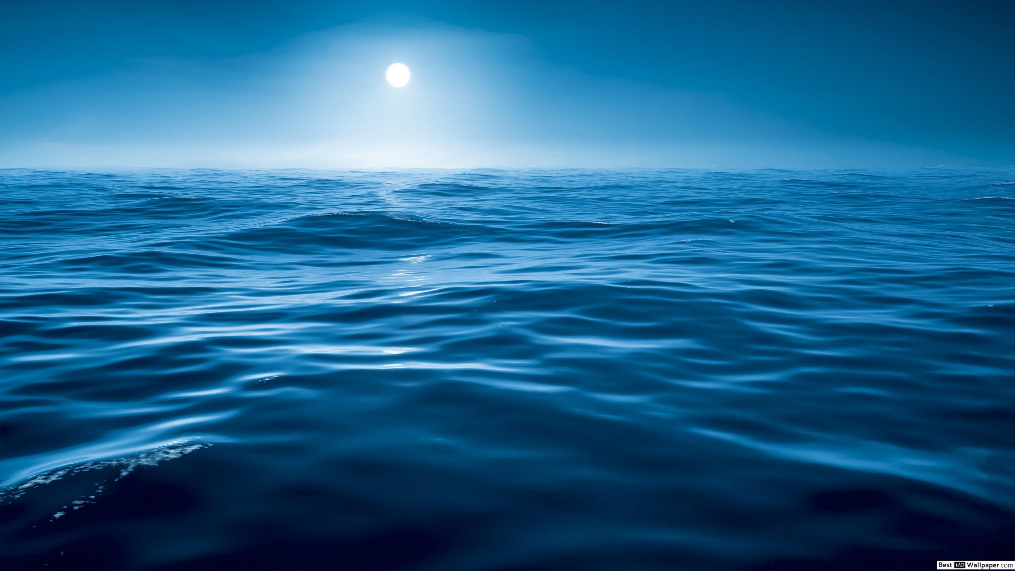 Oceano blu profondo con luna, 3554x1999 WQXGA, Desktop