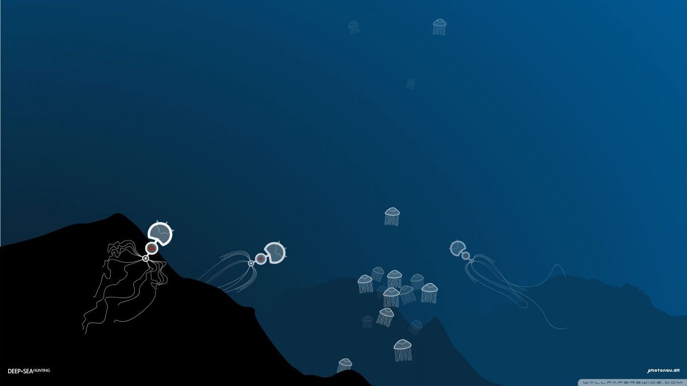 Meduse minimaliste oceano blu, 1366x768 720p, iMac