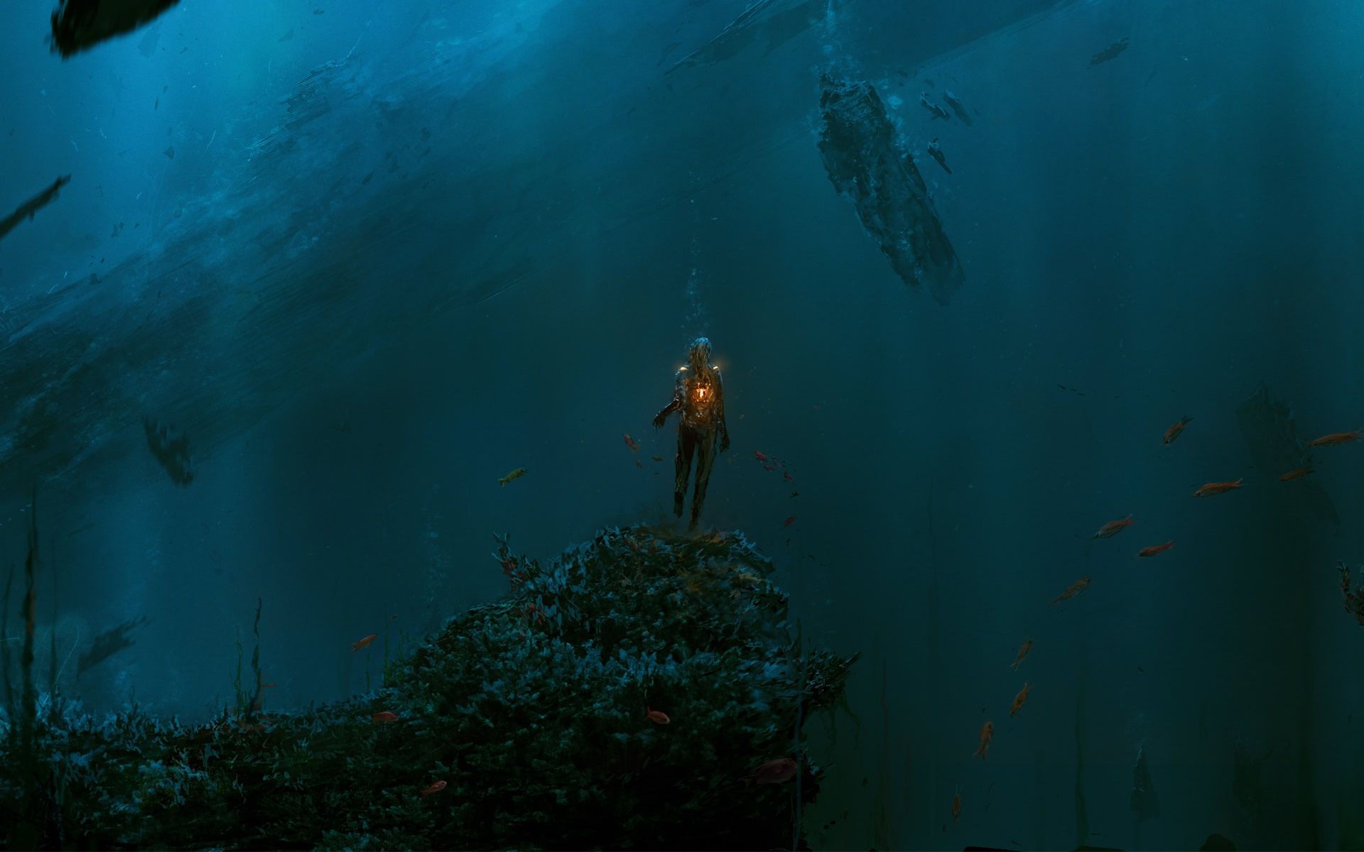Subacqueo con luce oceano blu, 1920x1200 Full HD+ WUXGA, Laptop