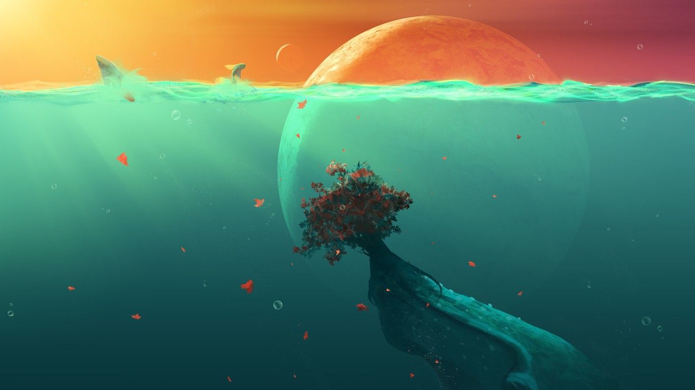 Pianeta oceano profondo fantasy, 1366x768 HD, Desktop