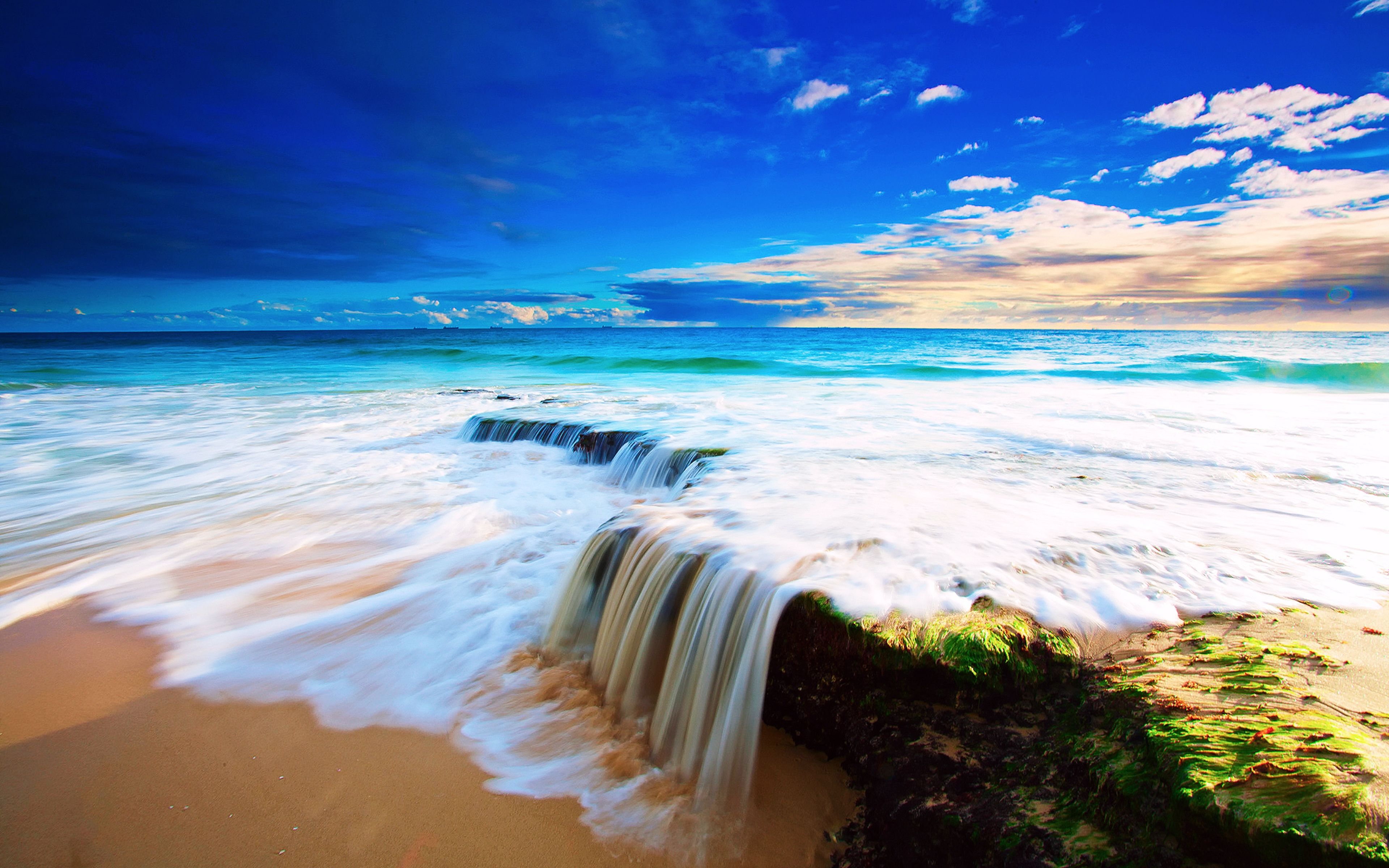 Onde oceano spiaggia blu, 3840x2400 4K, Desktop 4K