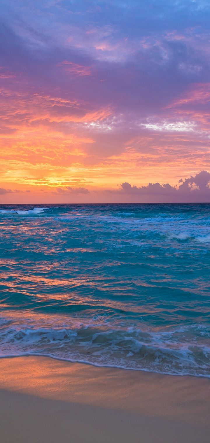 Alba sull'oceano con onde, 720x1520 Full HD Verticale, Smartphone