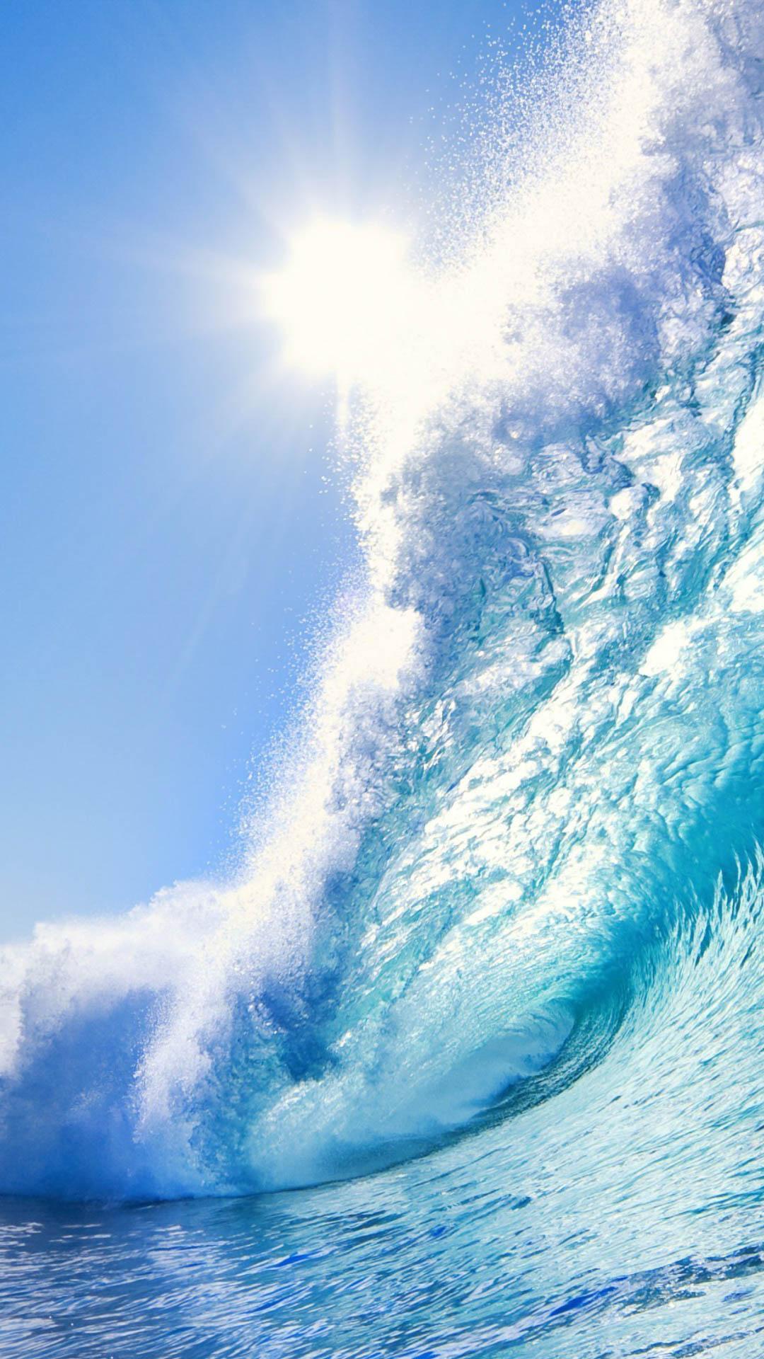 Onda oceanica blu turchese, sfondi Mare, 1080x1920 Verticale, Telefono