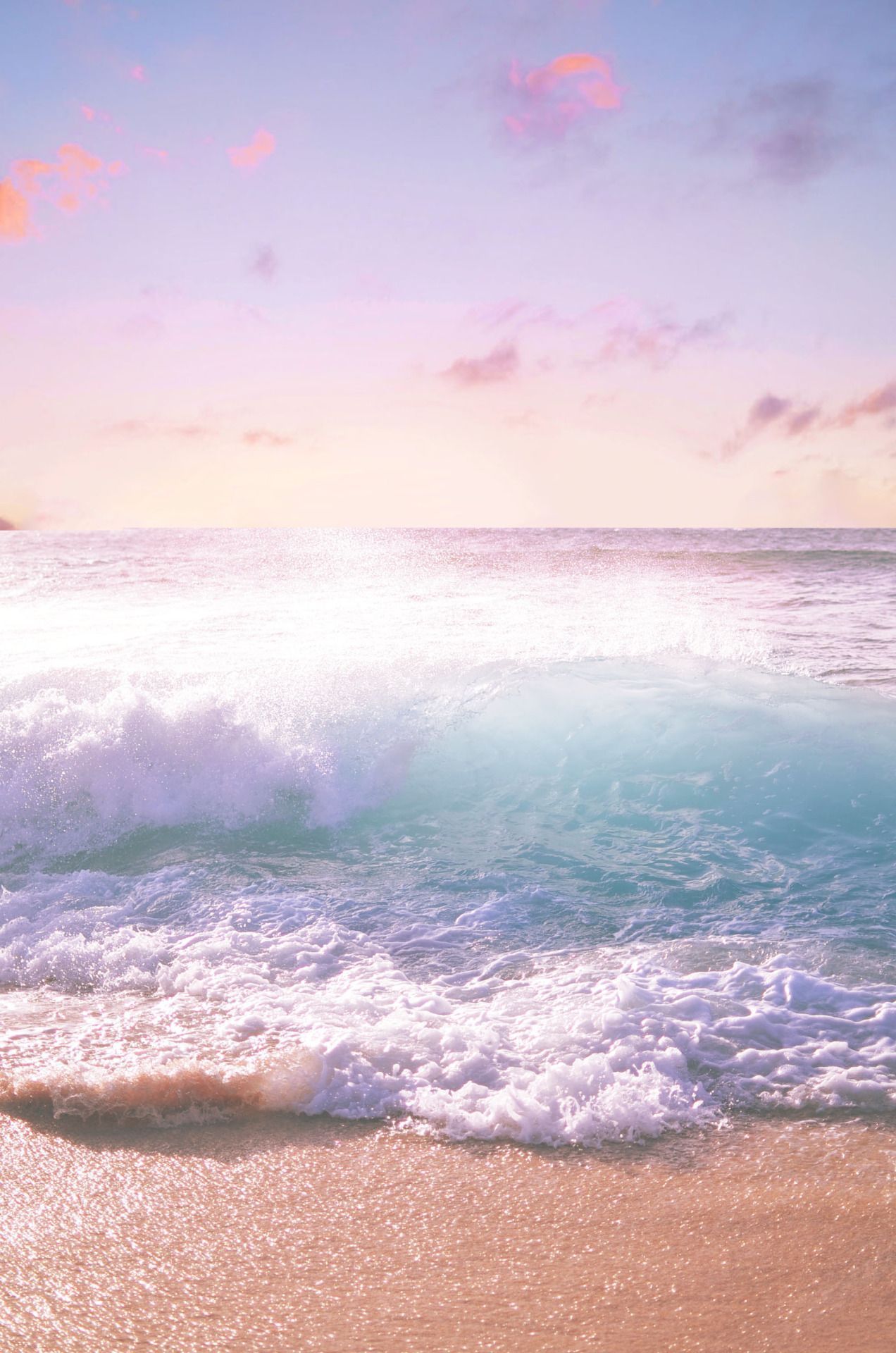 Onde oceano pastello tramonto, sfondi Mare, 1272x1920 Verticale, Telefono