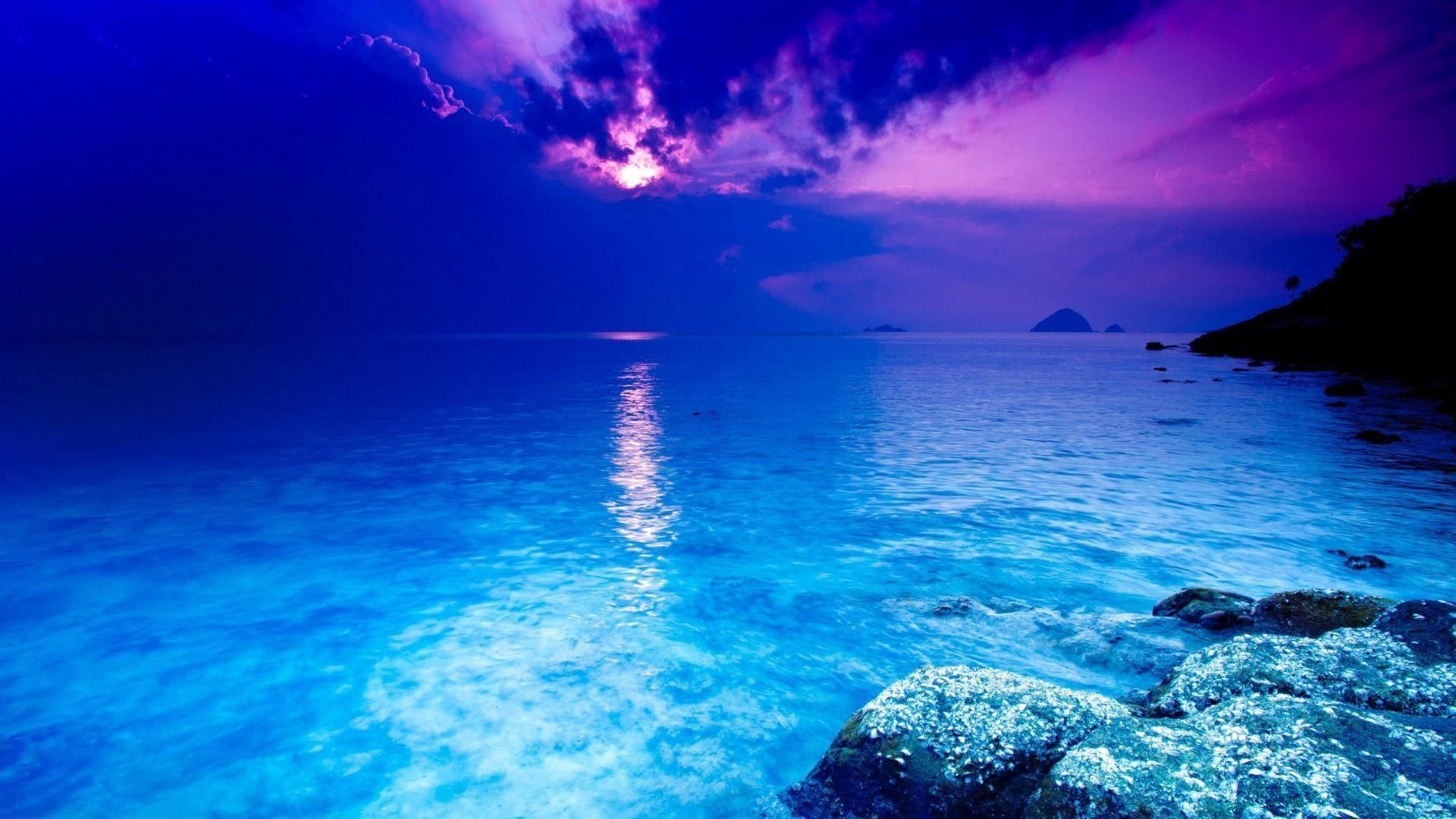 Oceano blu al crepuscolo, 1920x1080 Full HD 1080p, Laptop