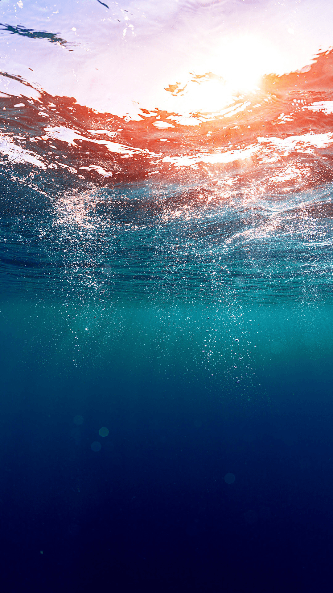 Oceano sott'acqua con luce solare, 1080x1920 Verticale, Telefono