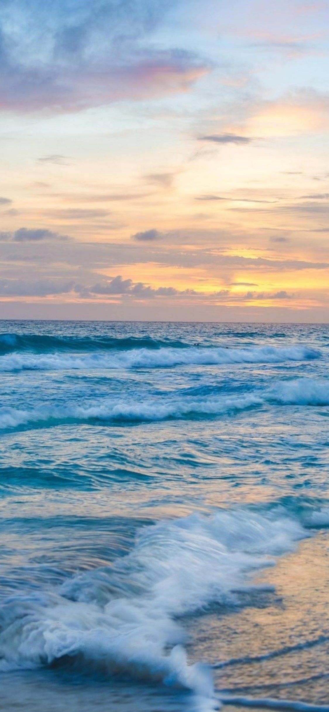 Onde oceano al tramonto, 1125x2436 Verticale, Mobile
