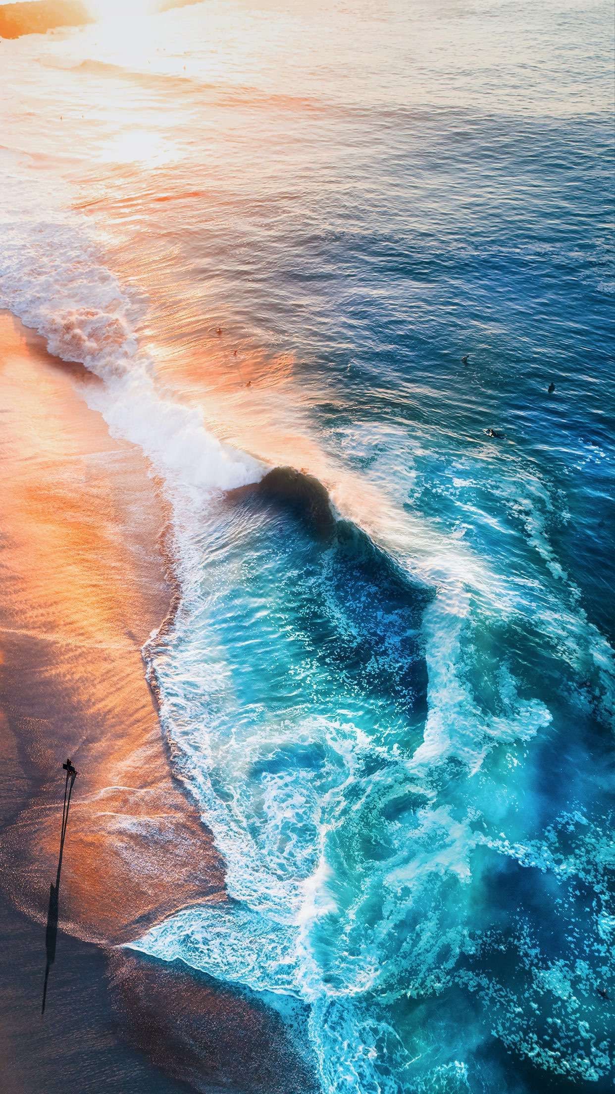 Onda oceano vista aerea spiaggia, 1242x2208 Full HD Verticale, Smartphone