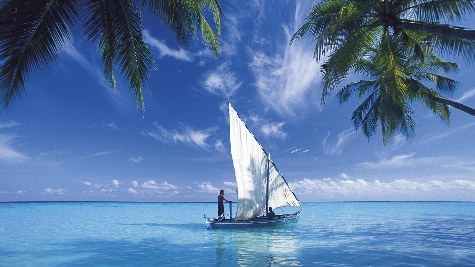 barca a vela oceano tropicale, 1920x1080 Full HD, Desktop