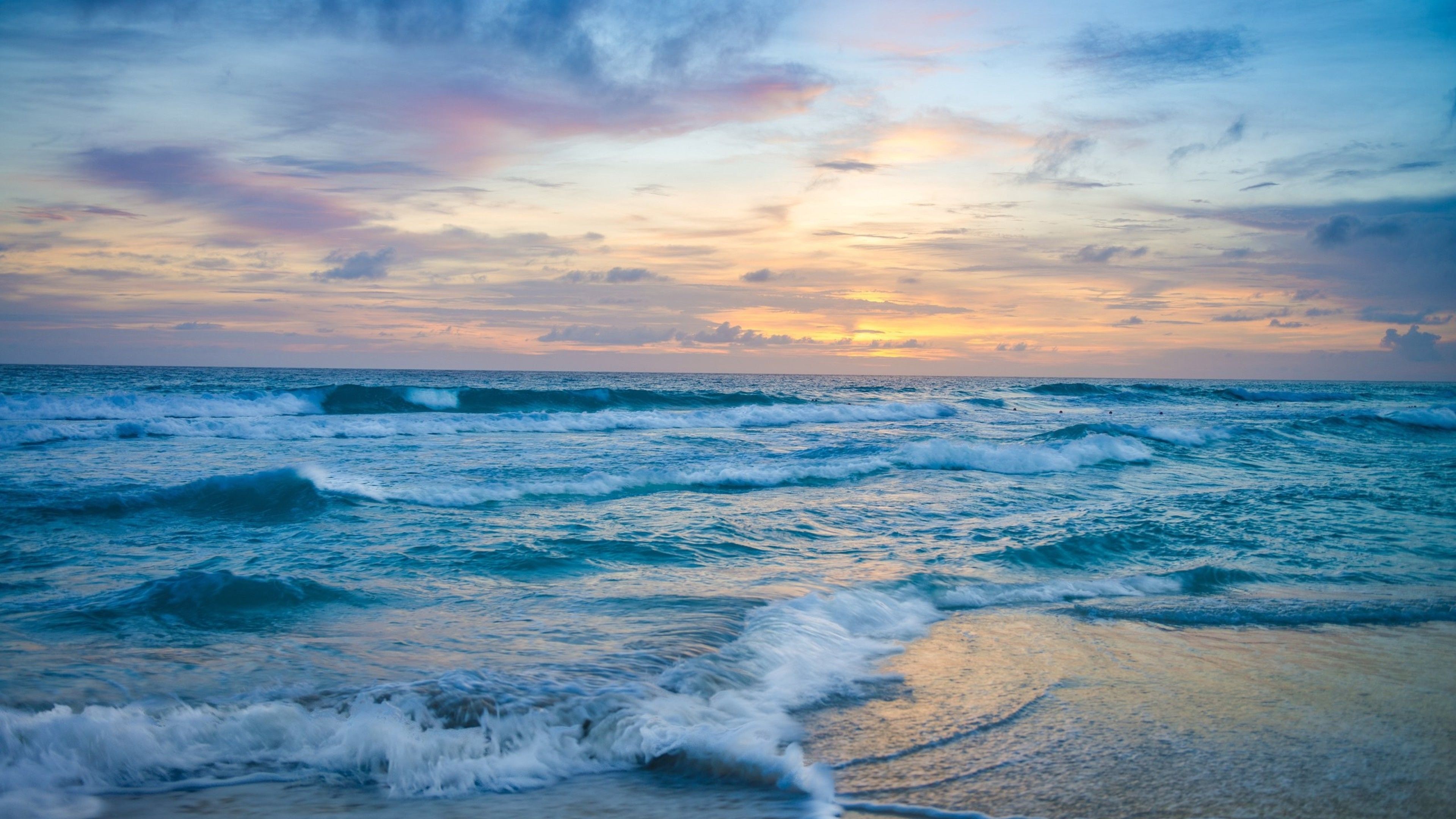 Onde oceano al tramonto, 3840x2160 UHD, PC 4K