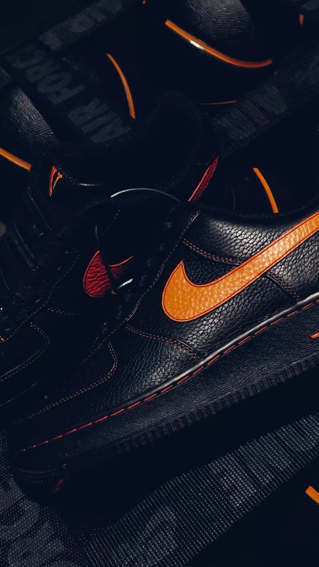 Sneaker Nike nera arancione, abbigliamento sportivo, 1080x1920 Verticale, Telefono