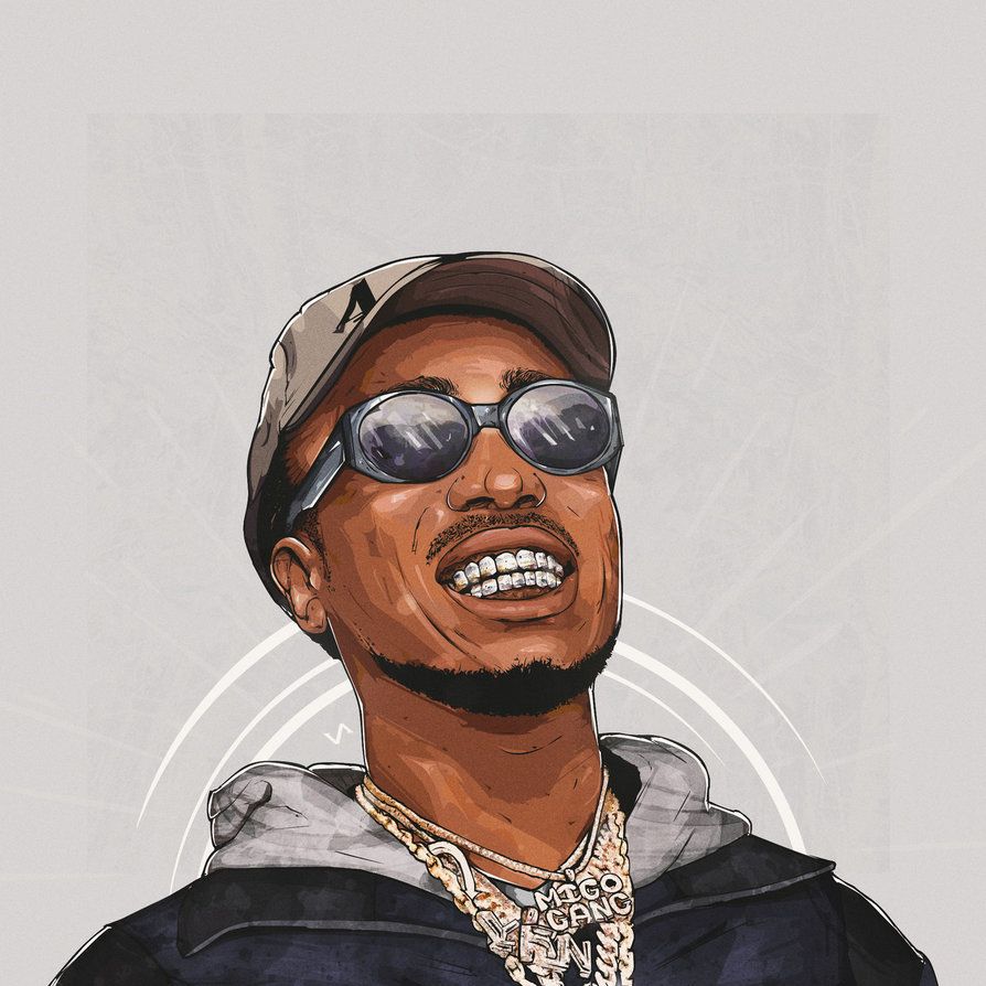 Ritratto illustrato rapper Offset, 894x894 HD, Laptop