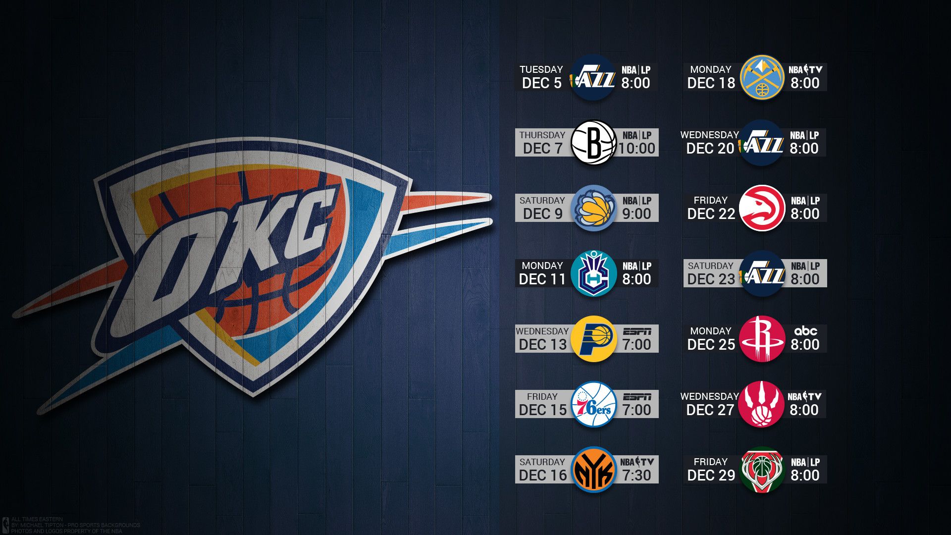 Logo OKC Thunder calendario, 1920x1080 Full HD, PC Desktop