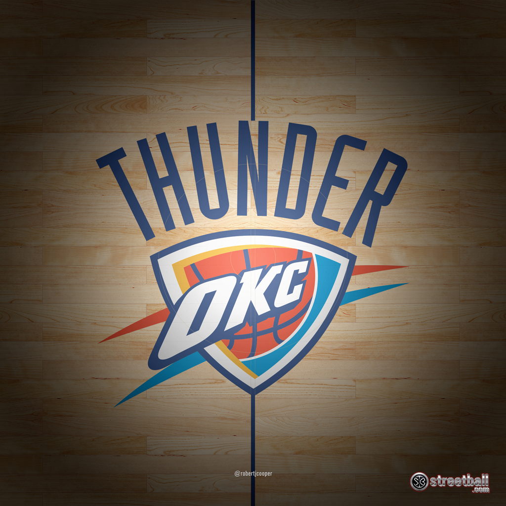 Logo OKC Thunder su parquet, 1024x1024 HD, iMac