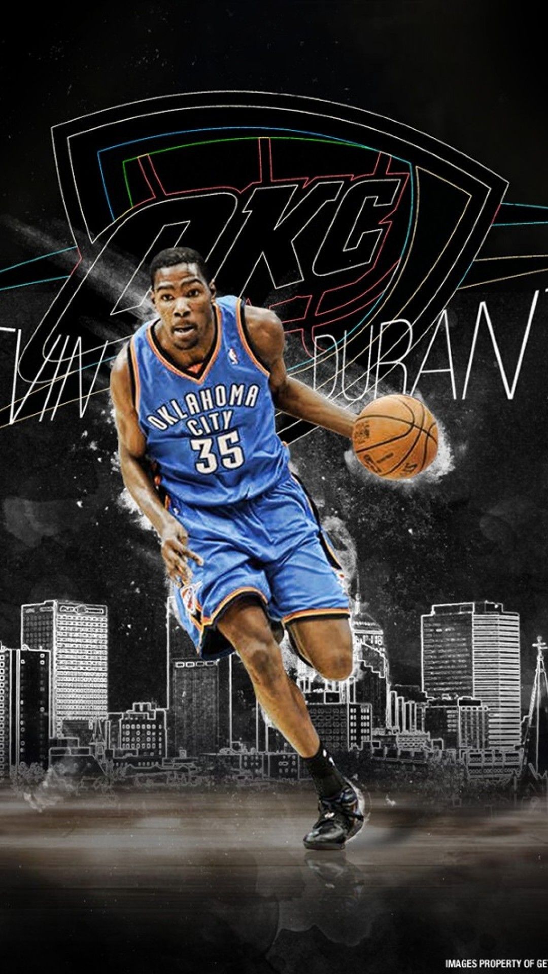 Kevin Durant OKC Thunder, NBA, 1080x1920 Verticale, Mobile