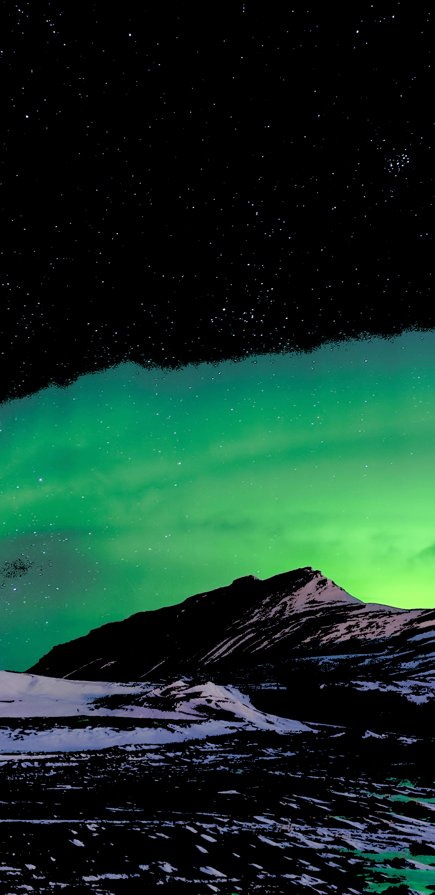 Aurora boreale su montagna innevata, 1440x2960 Full HD Verticale, iPhone