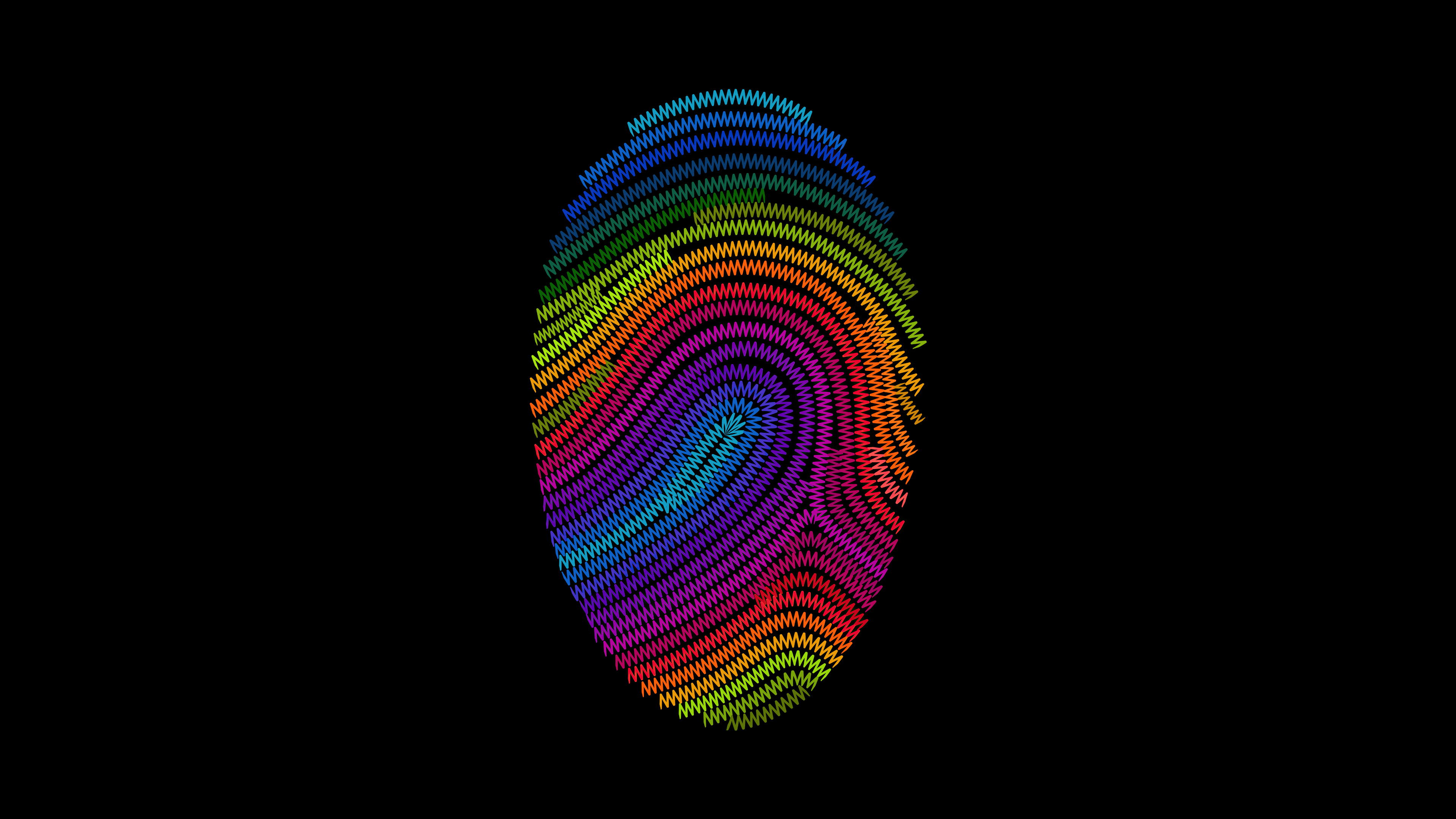 Impronta digitale colorata sfondo nero, 3840x2160 Ultra HD, Monitor 4K