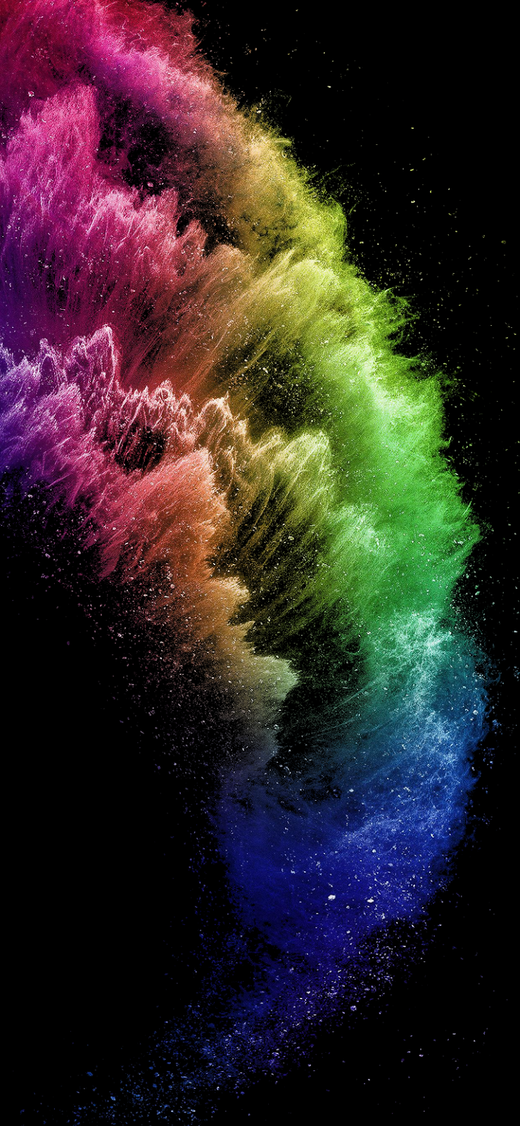 Esplosione polvere arcobaleno nero, 739x1600 Verticale, Telefono
