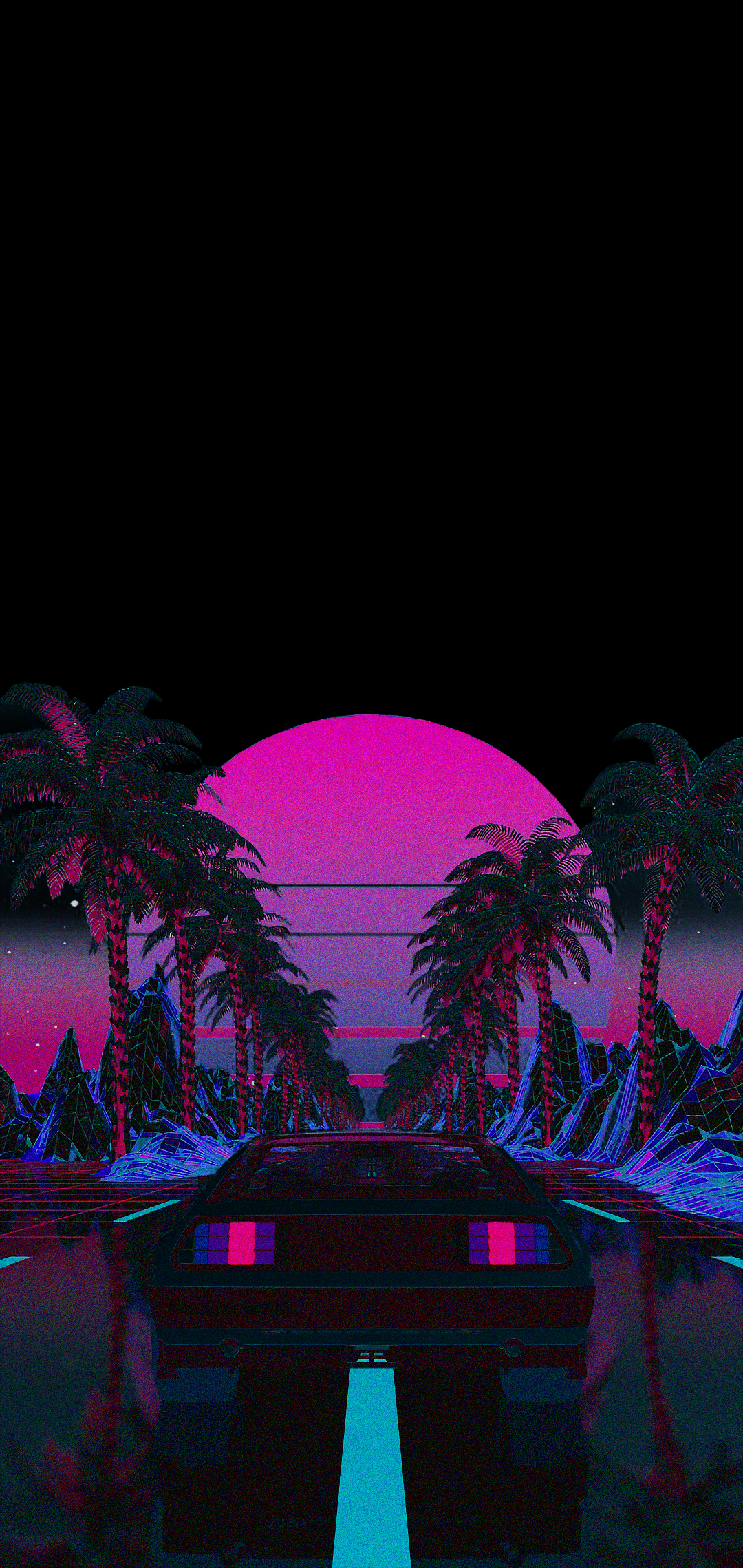 Auto retrowave tramonto neon, 1080x2278 Full HD Verticale, iPhone