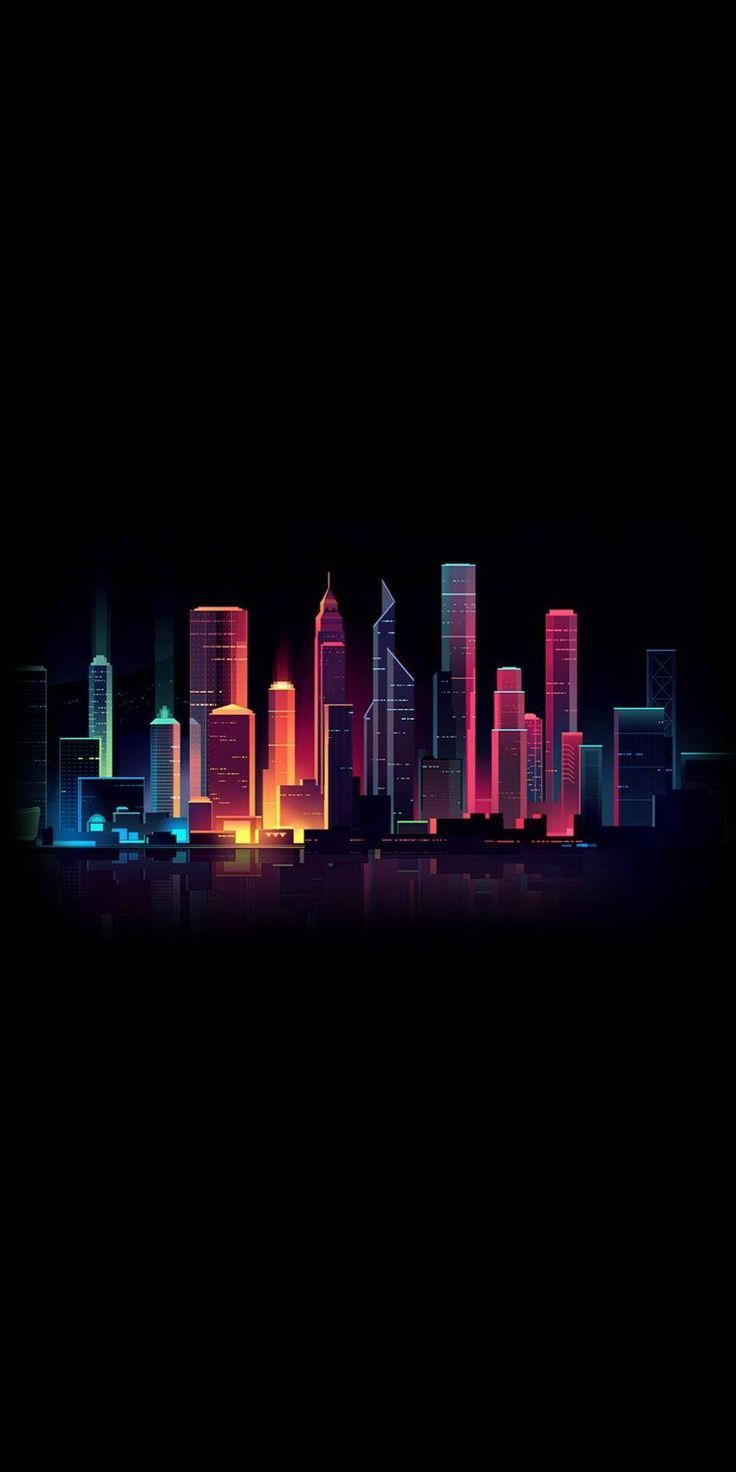 skyline città neon nero, 736x1472 Verticale, Xiaomi