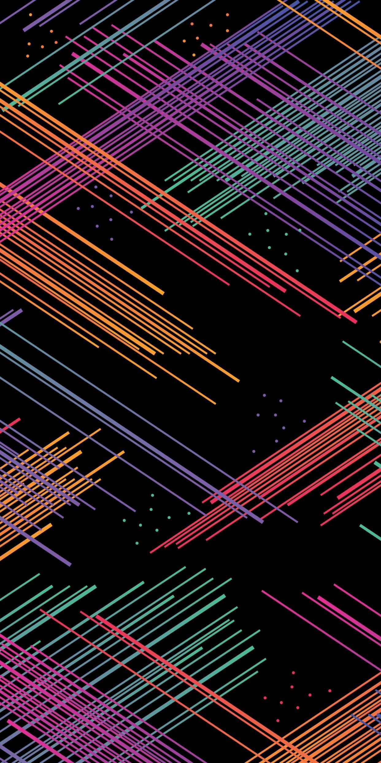 Linee colorate astratte su nero, 1242x2484 Full HD Verticale, iPhone