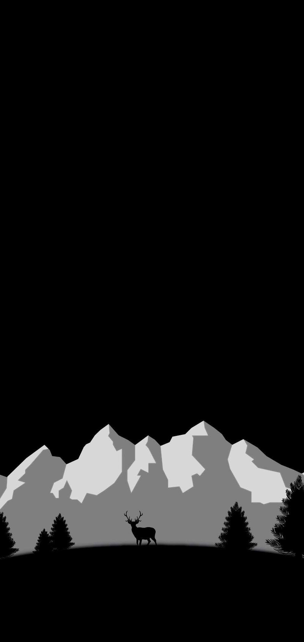 Montagne nere con cervo, 969x2046 Verticale, Telefono