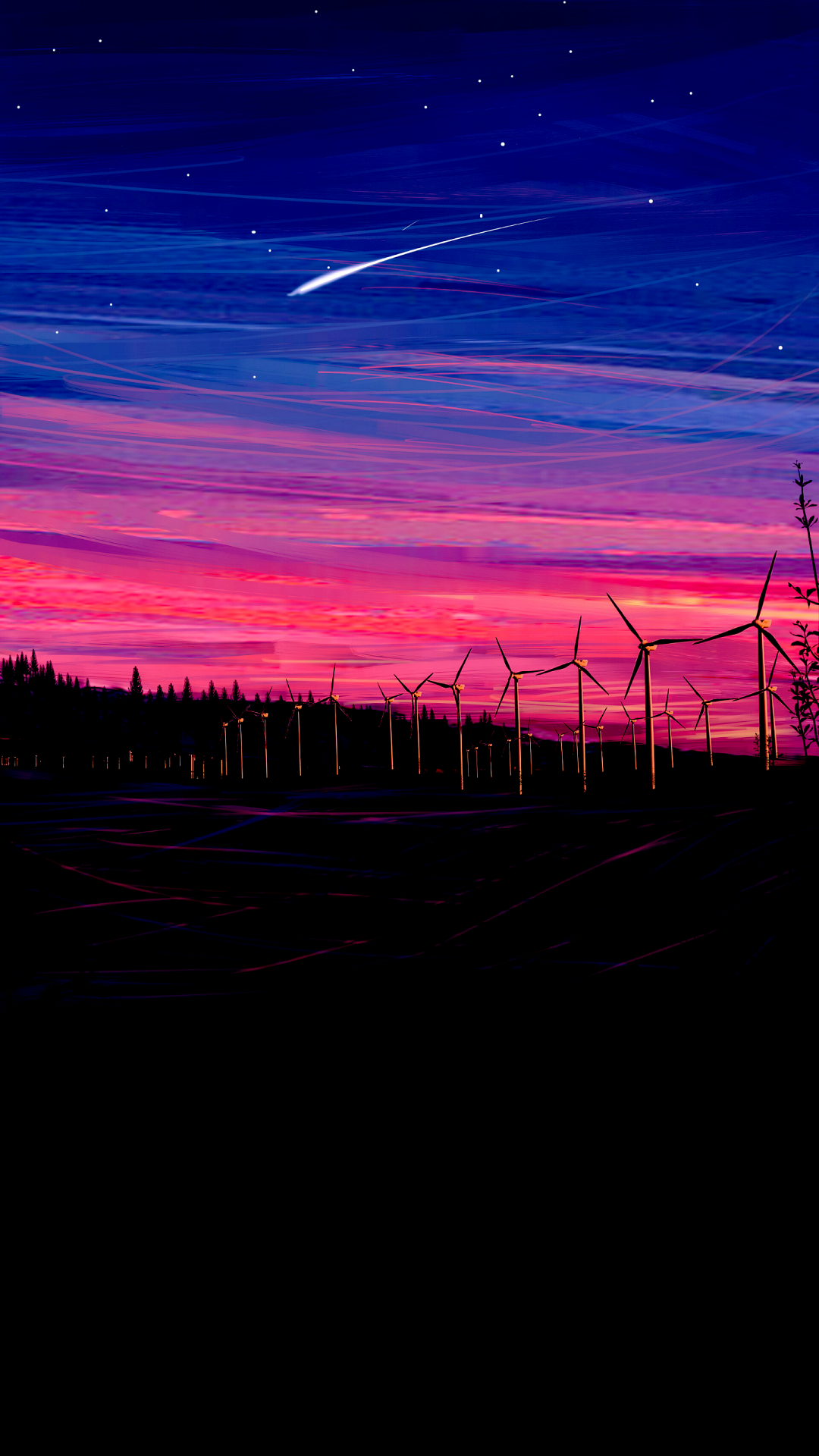 turbine eoliche tramonto rosa, 1080x1920 Full HD Verticale, iPhone