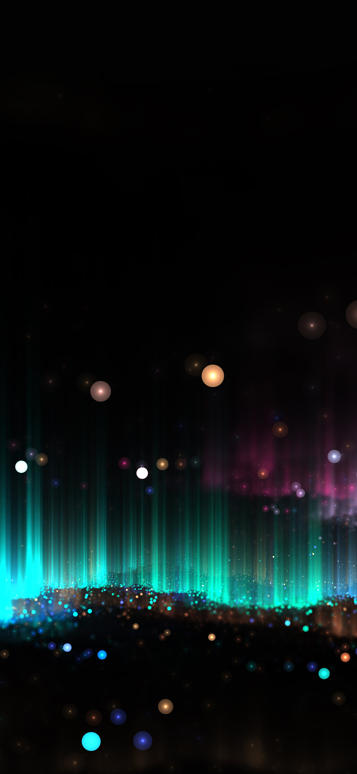 Luci verdi sfondo nero OLED, 1440x3120 Full HD Verticale, Smartphone