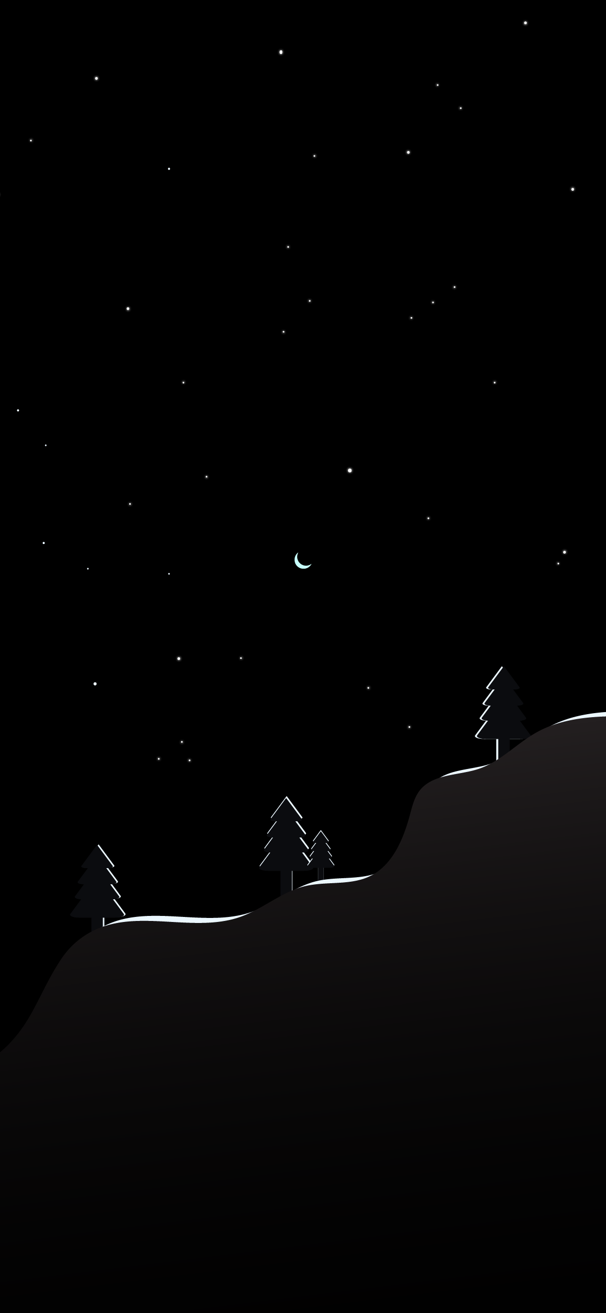 Colline notte alberi silhouette, 1205x2609 Verticale, Mobile