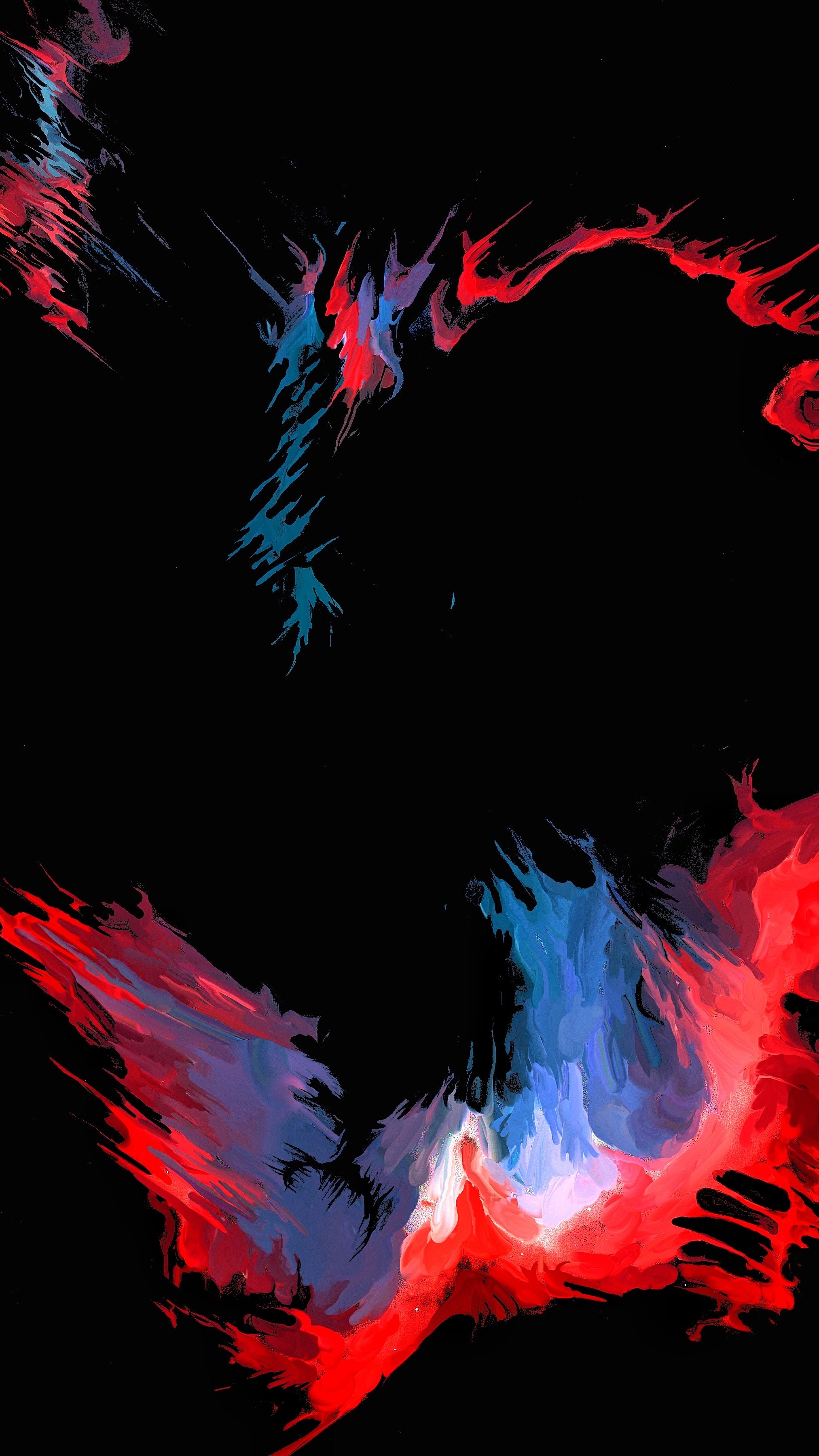 Astratto rosso blu su nero, 2025x3600 Verticale, Android